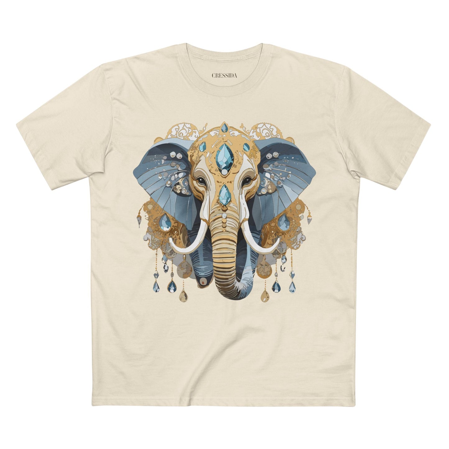 Elephant Graphic Unisex 100 Cotton Tee With Unique Animal Golden Medallion Art Design 35