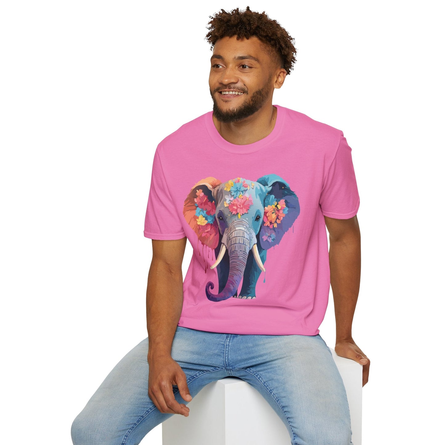 Unisex Elephant T Shirt Gildan SoftStyle 64000 100 Percent Ring Spun Cotton Tee Shirt