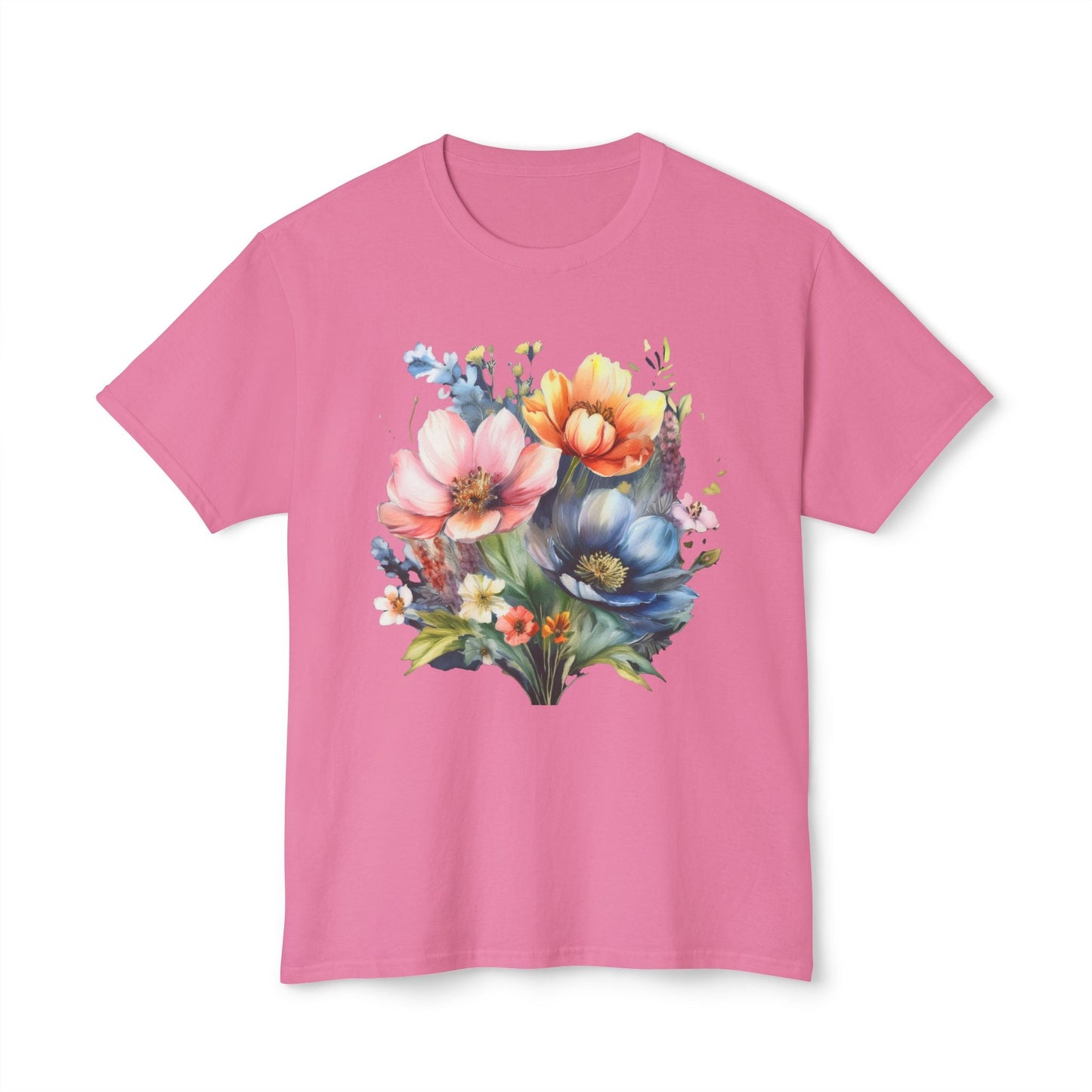 Floral T Shirt With Full Color Art Print Unisex HD Cotton Designed And Printed In USA
