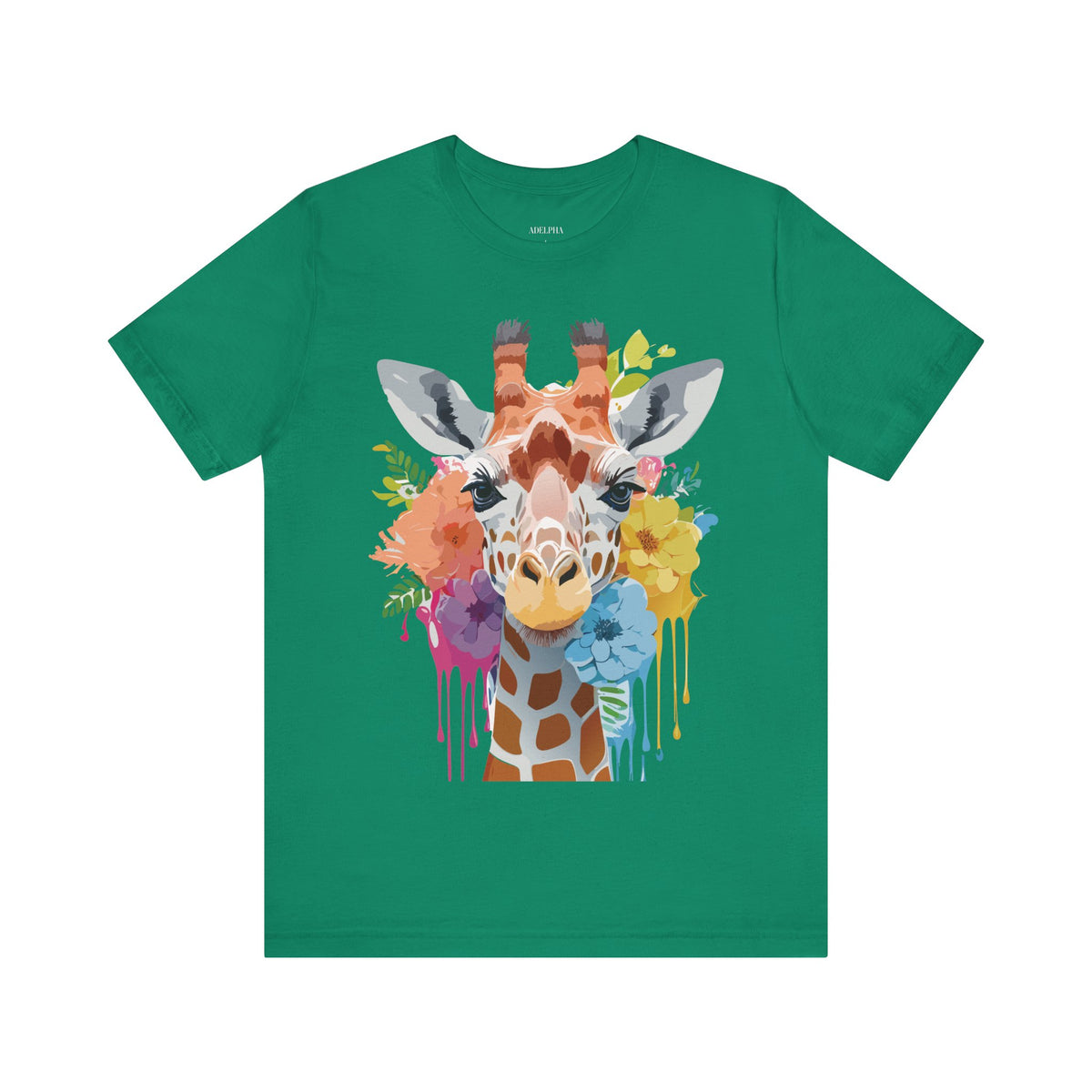 Giraffe Graphic Unisex Cotton Bella+Canvas Tee with Art Animal Design e16