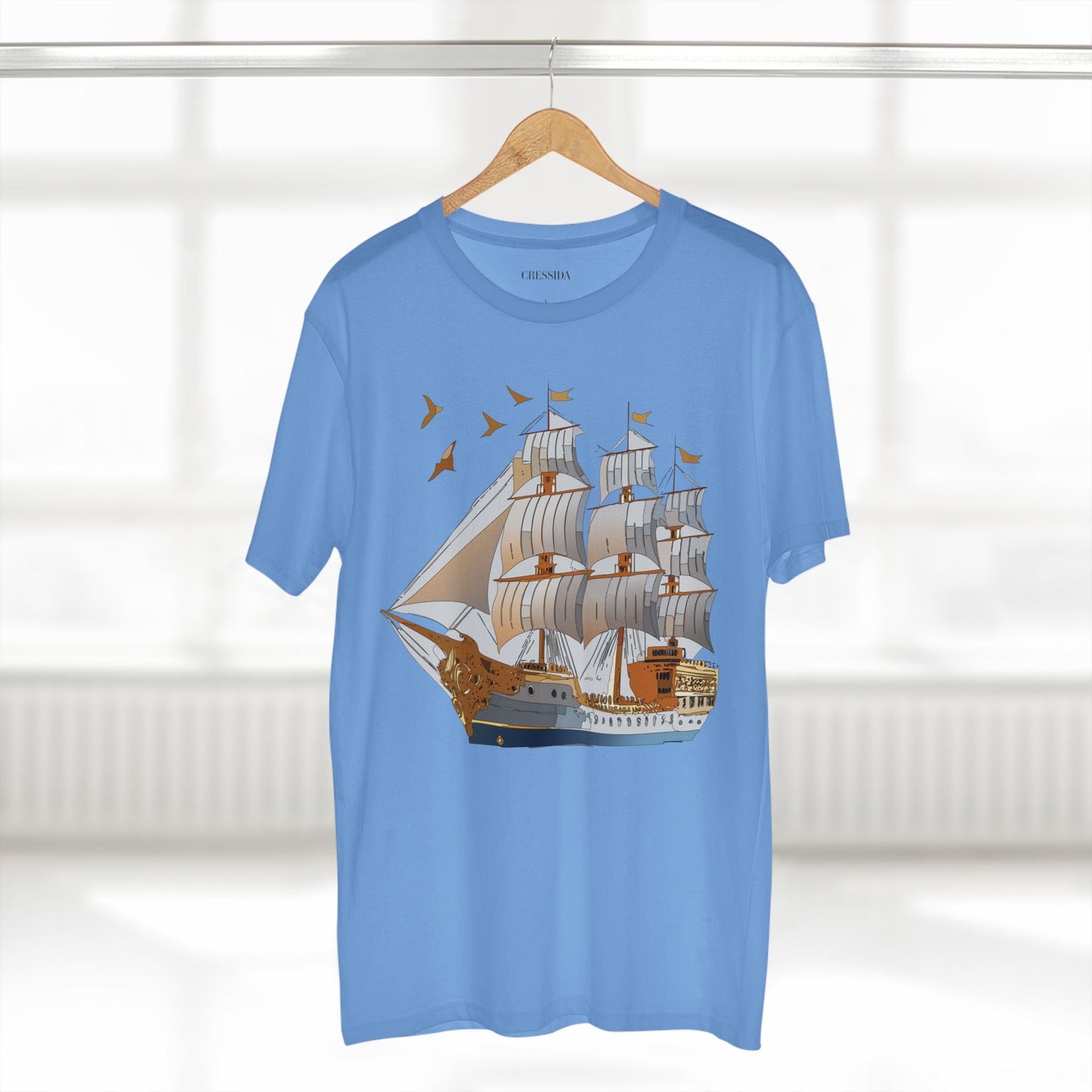 Ship Graphic Unisex 100 Cotton T-Shirt with Gold Frigate Art Design 4