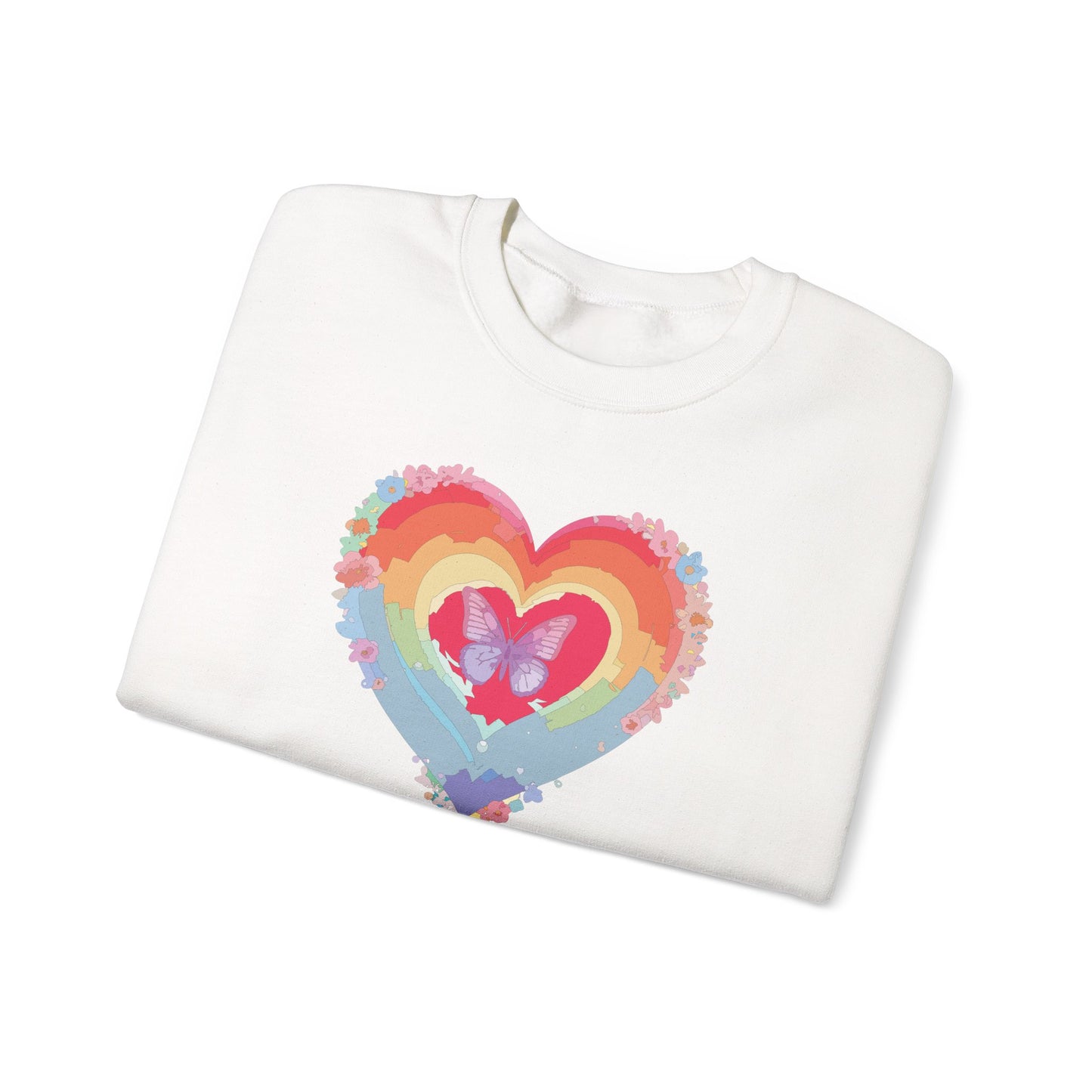 Rainbow Heart Sweatshirt, Floral Heart Sweatshirt, Floral Love Sweatshirt, Valentine's Day Sweatshirt, Rainbow Heart Floral Sweatshirt 116