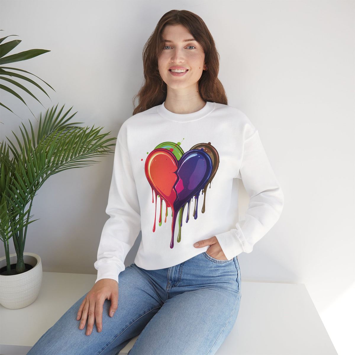 Heart Graphic Valentine's Day Sweatshirt Unisex 50/50 Cotton-Poly Sweatshirt w19