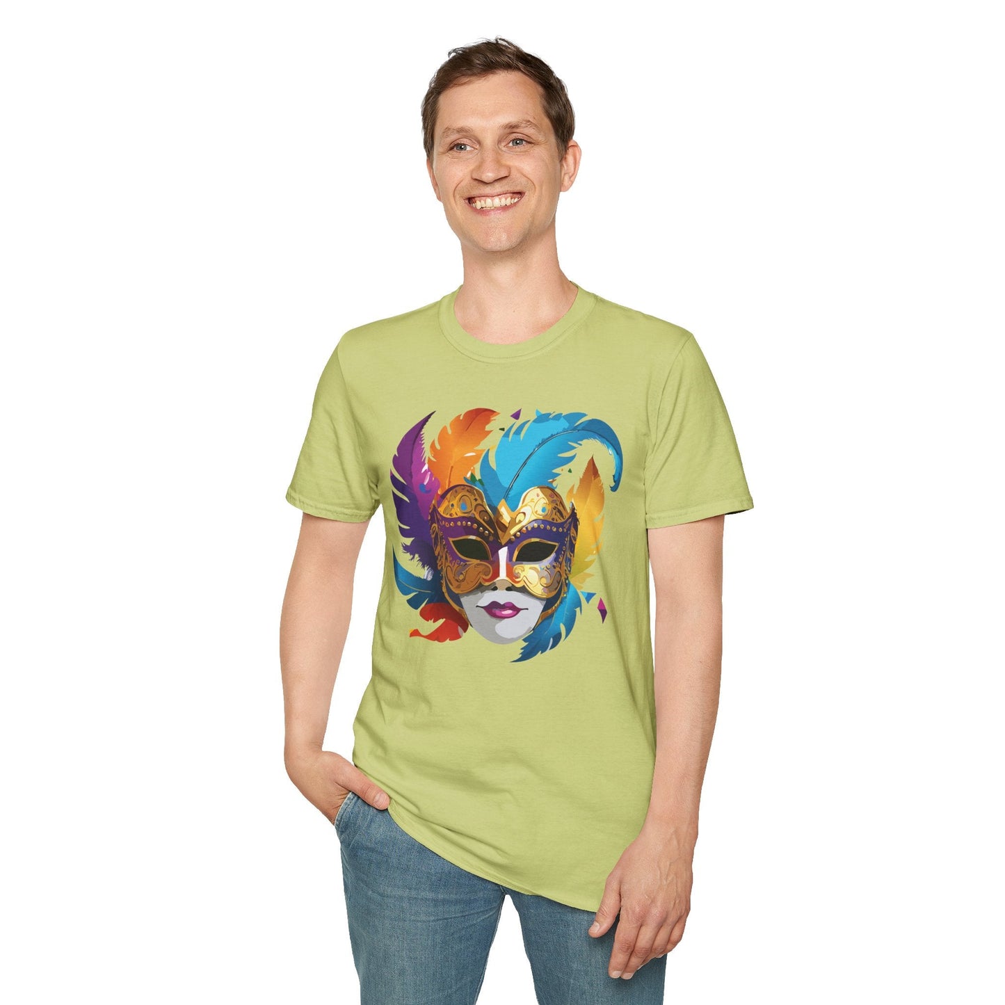 Mask Tee Shirt Unisex Short Sleeve Cotton Tee Art Design Masquerade Gildan Softstyle 64000