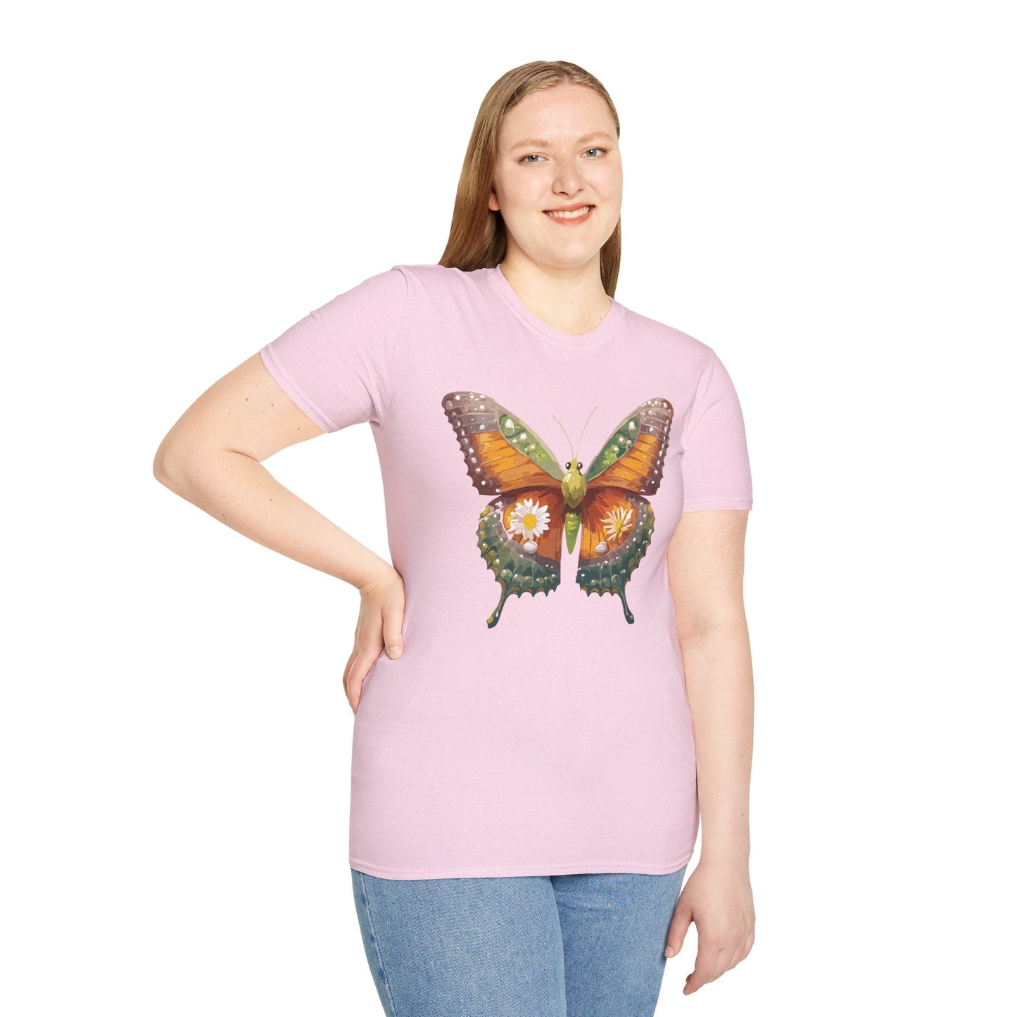 Butterfly T Shirt Unisex Monarch Shirt Gildan Softstyle 64000 100 Percent Ring Spun Cotton