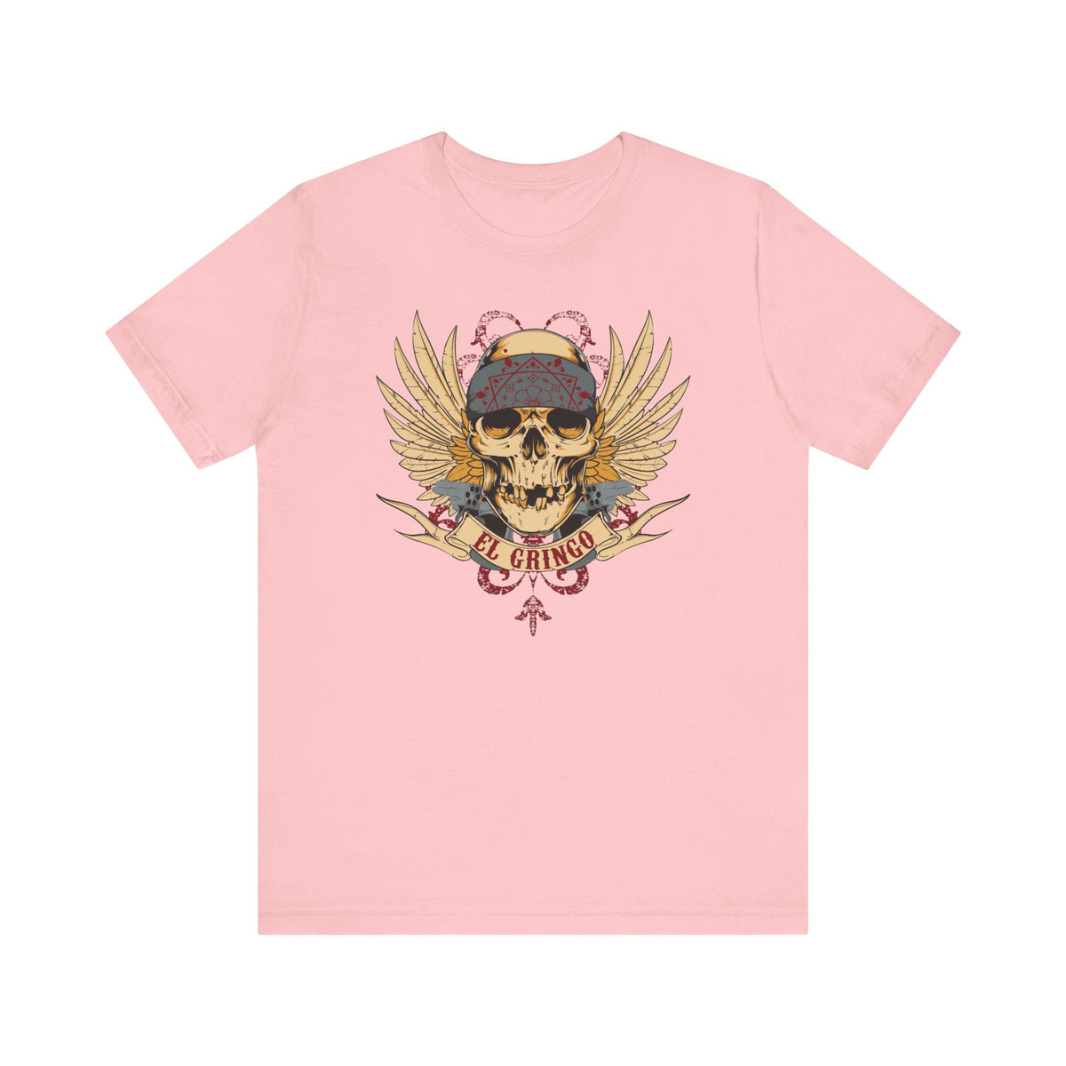 El Gringo Skull with Wings T-Shirt Vintage Tattoo Style Unisex Cotton Art-53