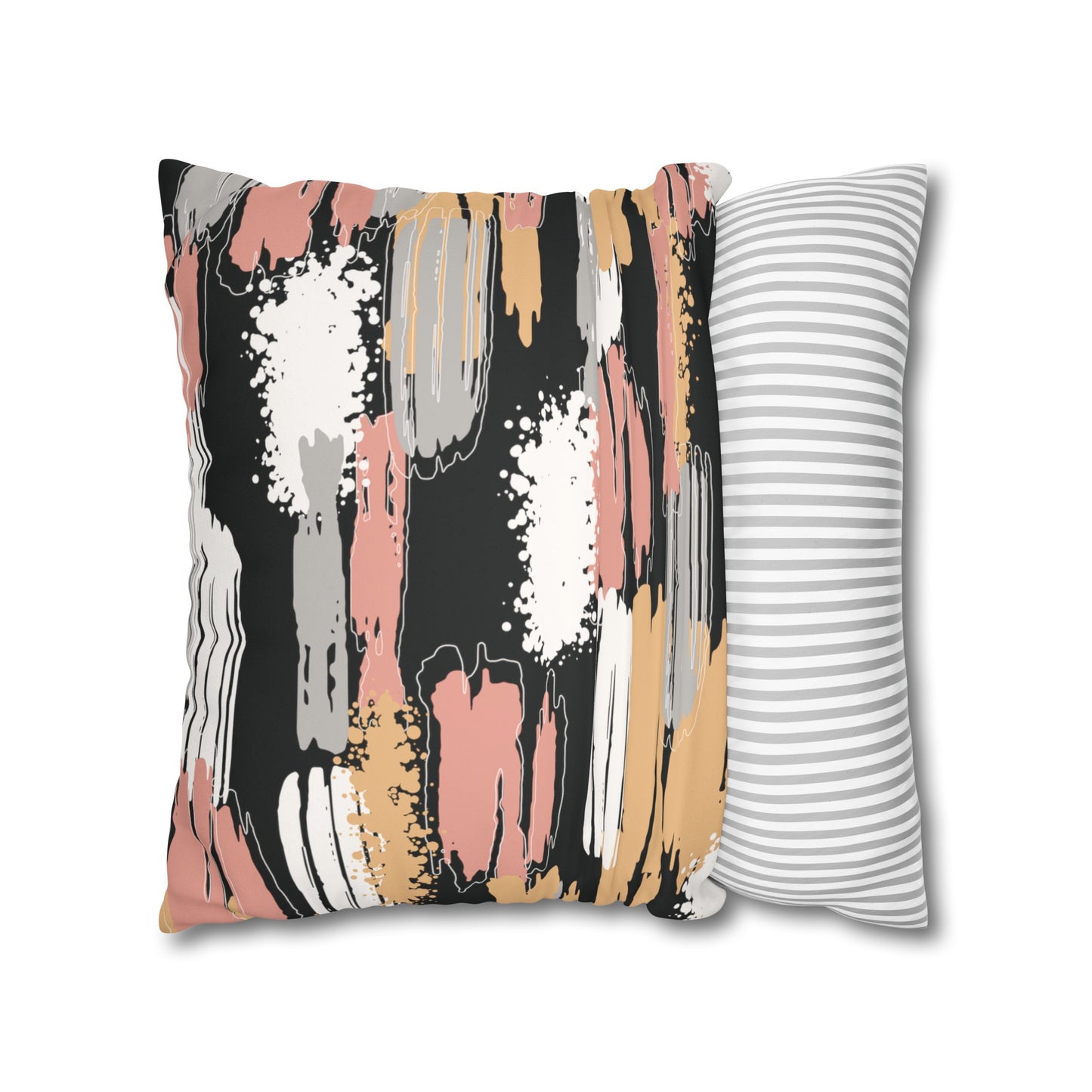 Faux Suede Pillowcase with Abstract print