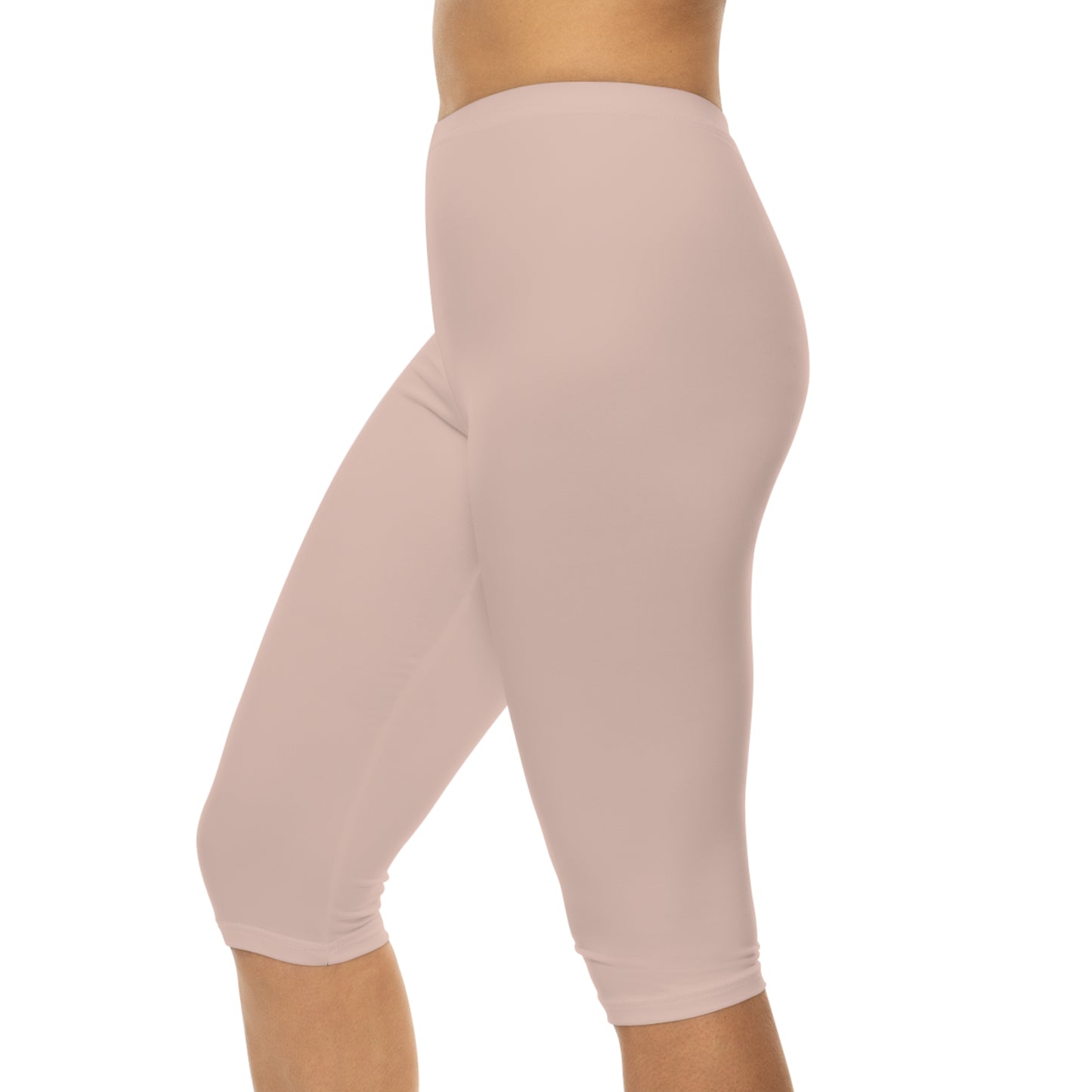 Almond Silk Color Women's Brushed Suede Poly Span Casual Capri Leggings XS-2XL