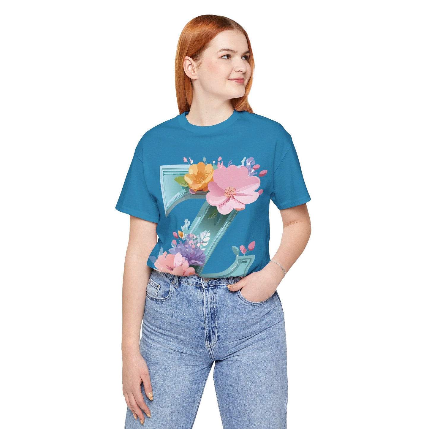 Letter Z Shirt Graphic Tee Unisex Jersey Short Sleeve By Adelpha Vintage Inspired Artwork