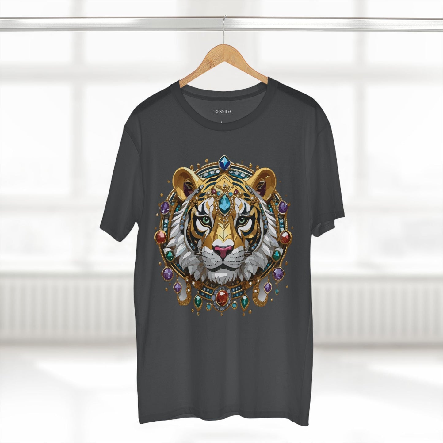 Tiger Graphic Unisex 100 Cotton Tee With Unique Animal Golden Medallion Art Design 52