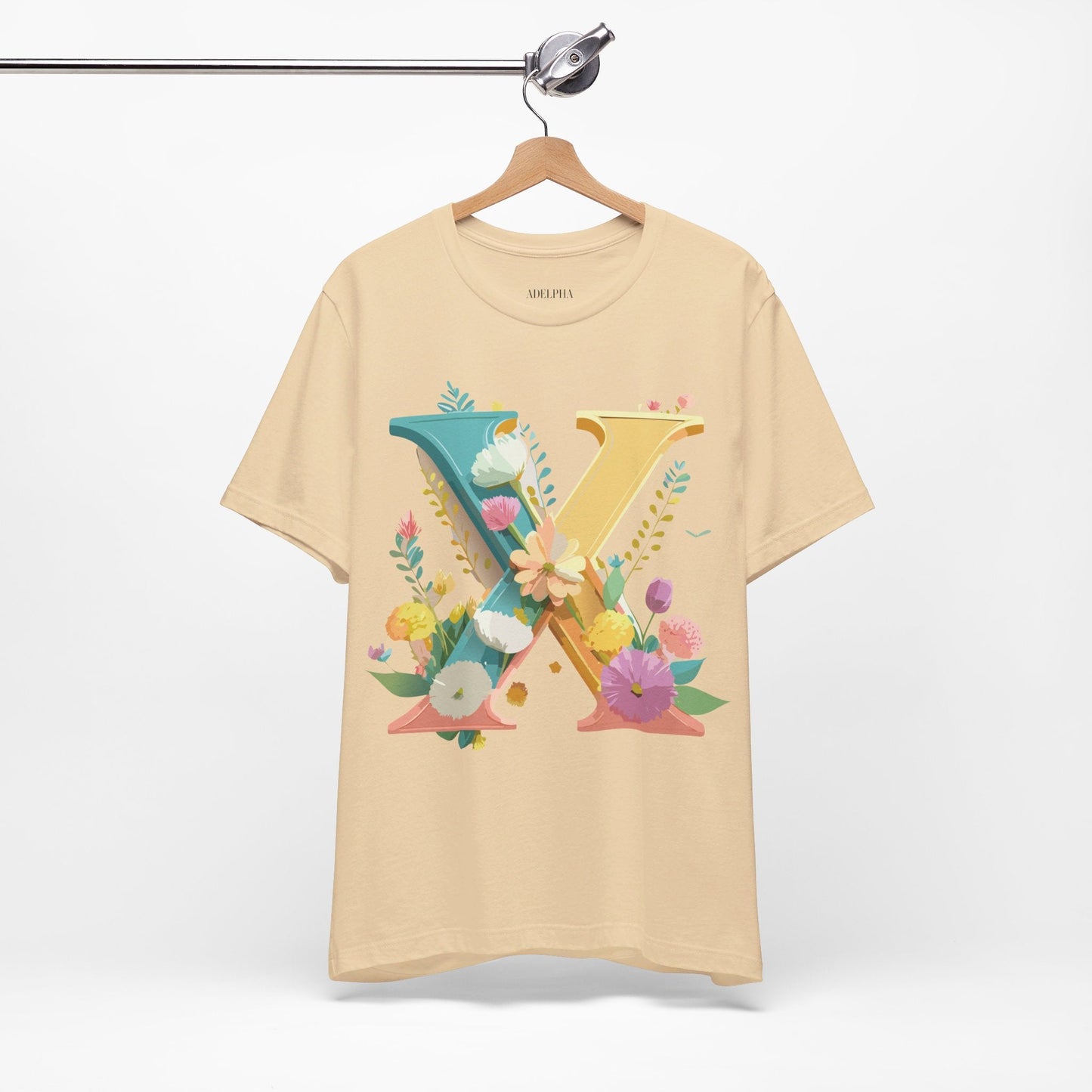 Letter X Shirt Unisex Graphic Tee Premium Vintage Inspired Adelpha Artwork Short Sleeve