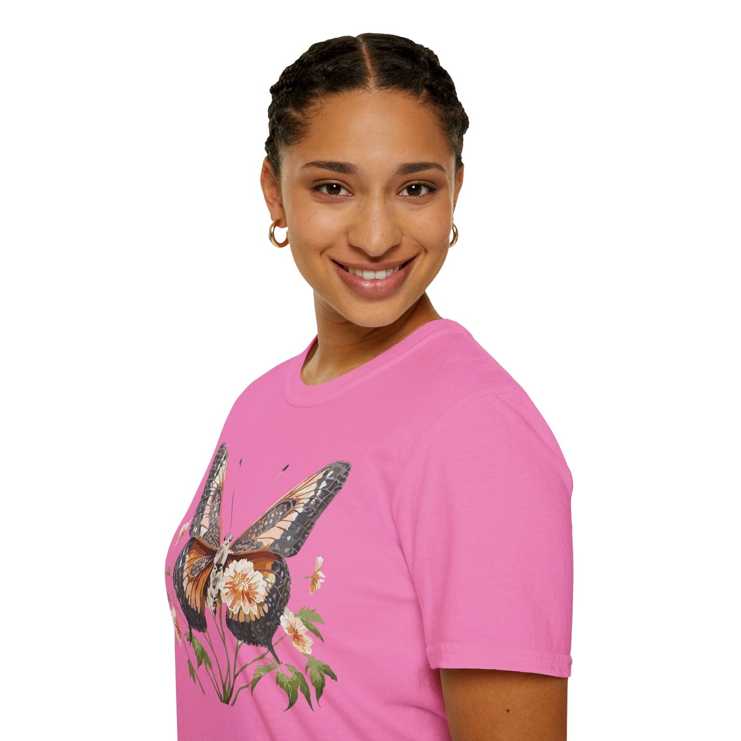 Butterfly T Shirt Unisex Softstyle Gildan 64000 Cotton Tee Monarch Print Comfort