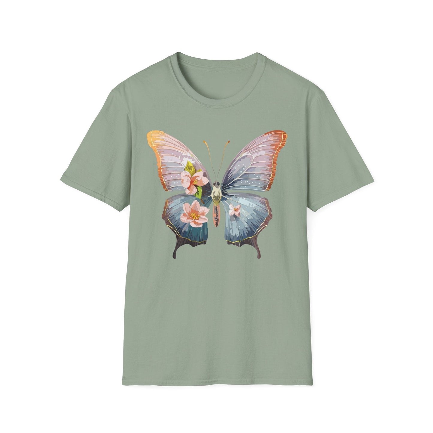 Butterfly Print T Shirt For Men Women Unisex Monarch Design Softstyle Cotton Tee
