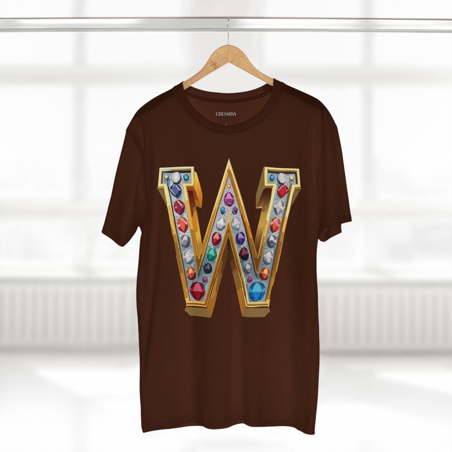 Letter W Graphic Design Tee Unisex 100 Cotton With Antique Gold Letters Artwork T-Shirt