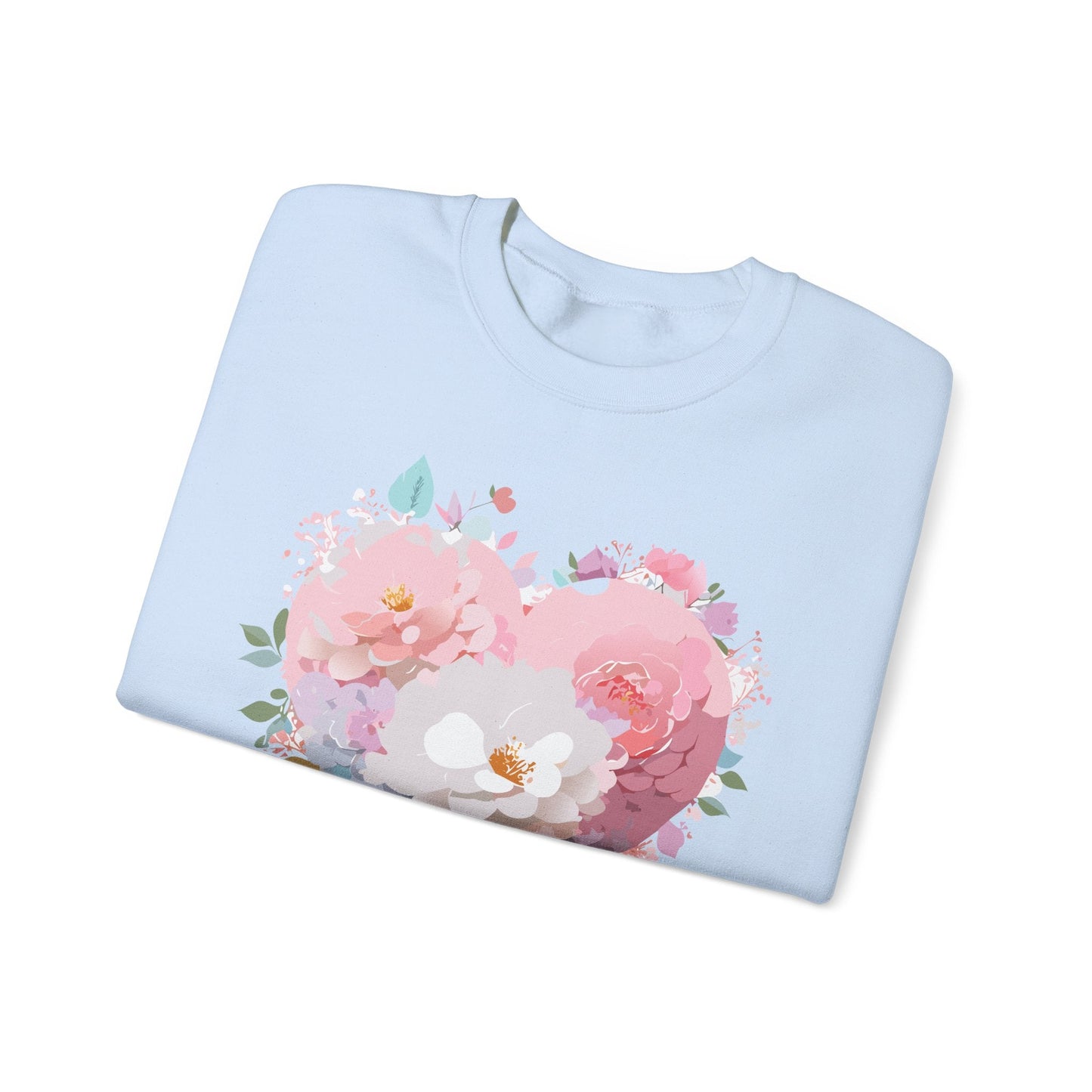 Unisex Floral Heart Sweatshirt For Valentines Day With Love Floral Print Crewneck