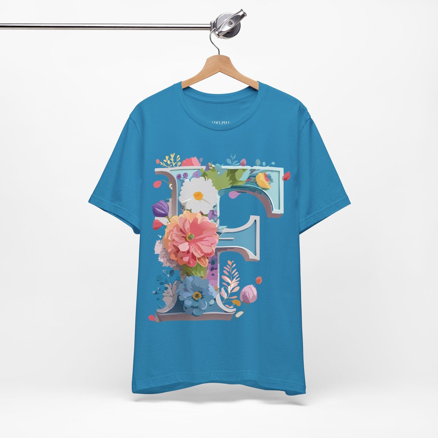 Letter F Shirt Graphic Tee Unisex Adelpha Vintage Inspired Art Design Short Sleeve