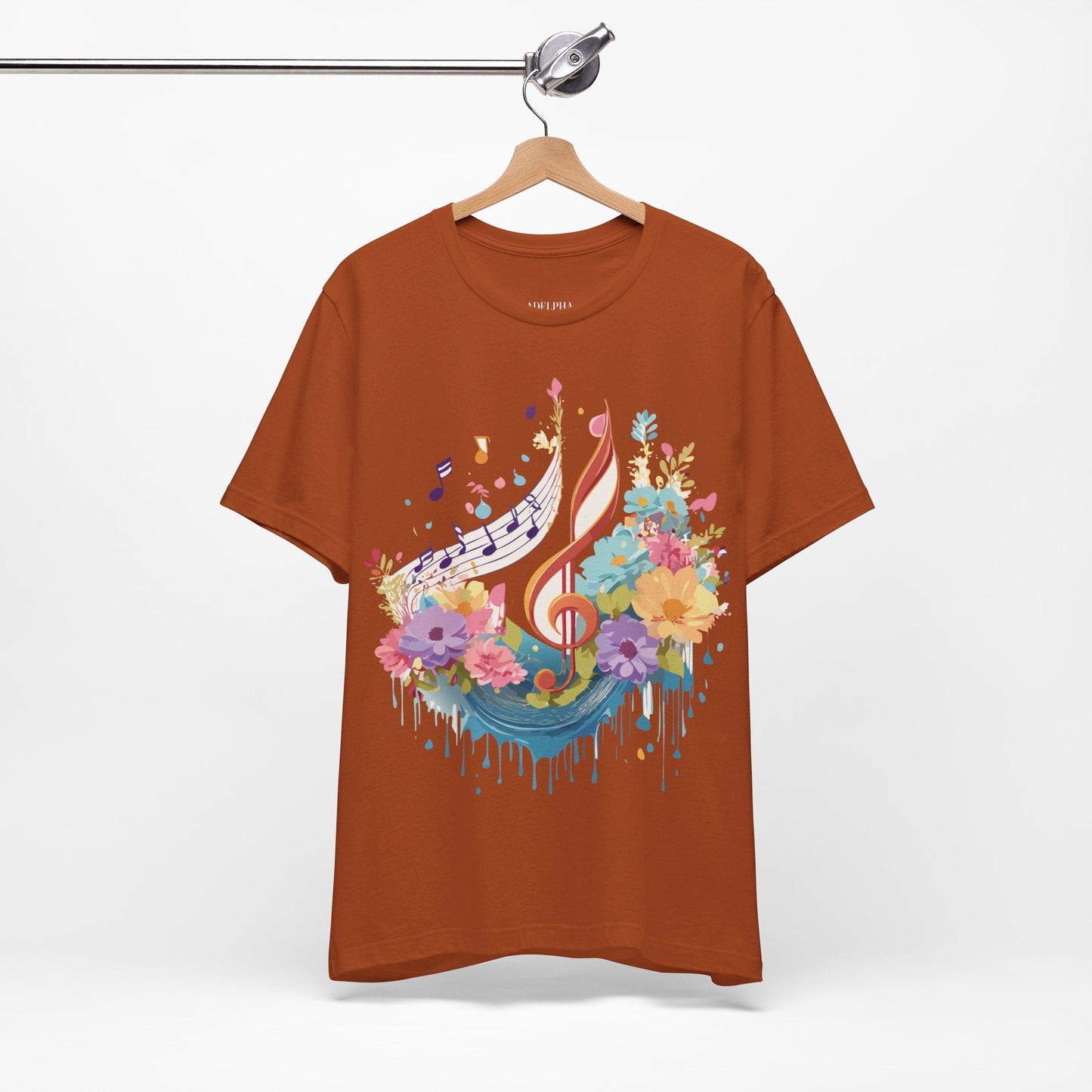 Music Graphic Unisex 100 Cotton Vintage Art with Musical Elements Tee 106