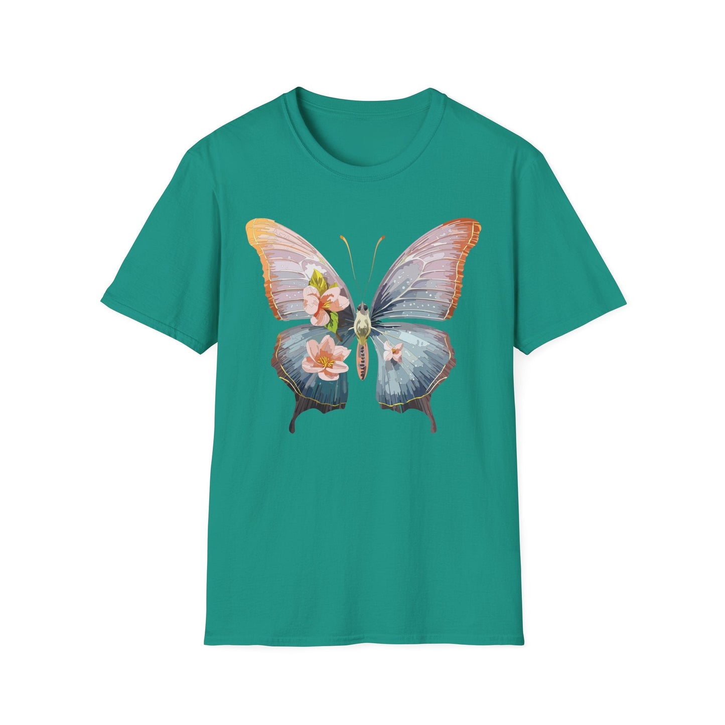 Butterfly Print T Shirt For Men Women Unisex Monarch Design Softstyle Cotton Tee