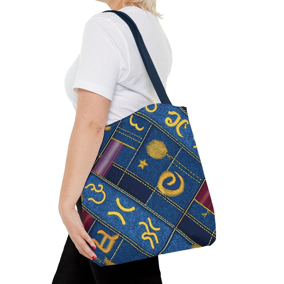 Denim Fabric Imitation Print Unisex Canvas Bag Poly Spun 3 Sizes Tote Bag 184