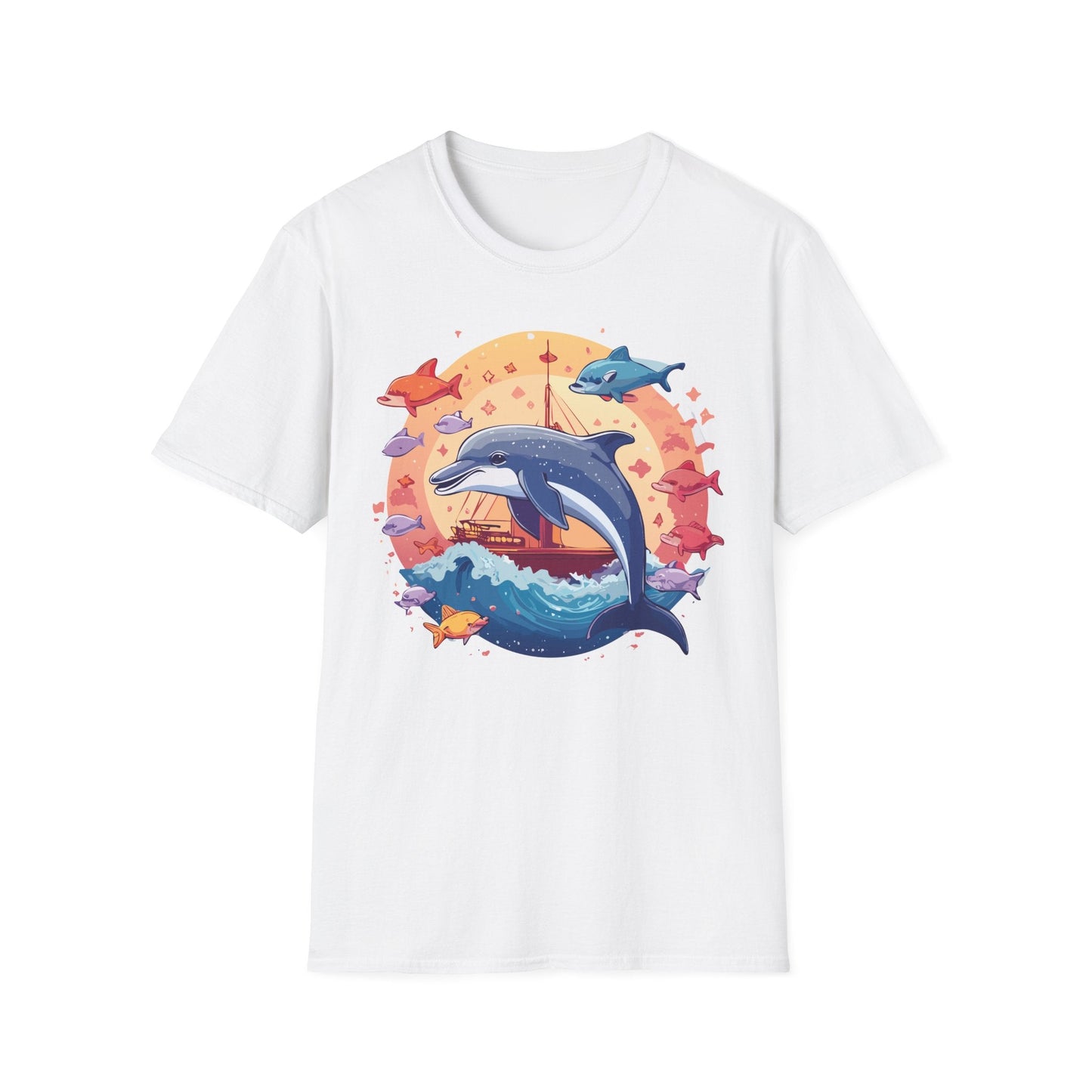 Dolphin Shirt Unisex Softstyle Cotton Tee 100 Percent Ring Spun Lightweight Breathable