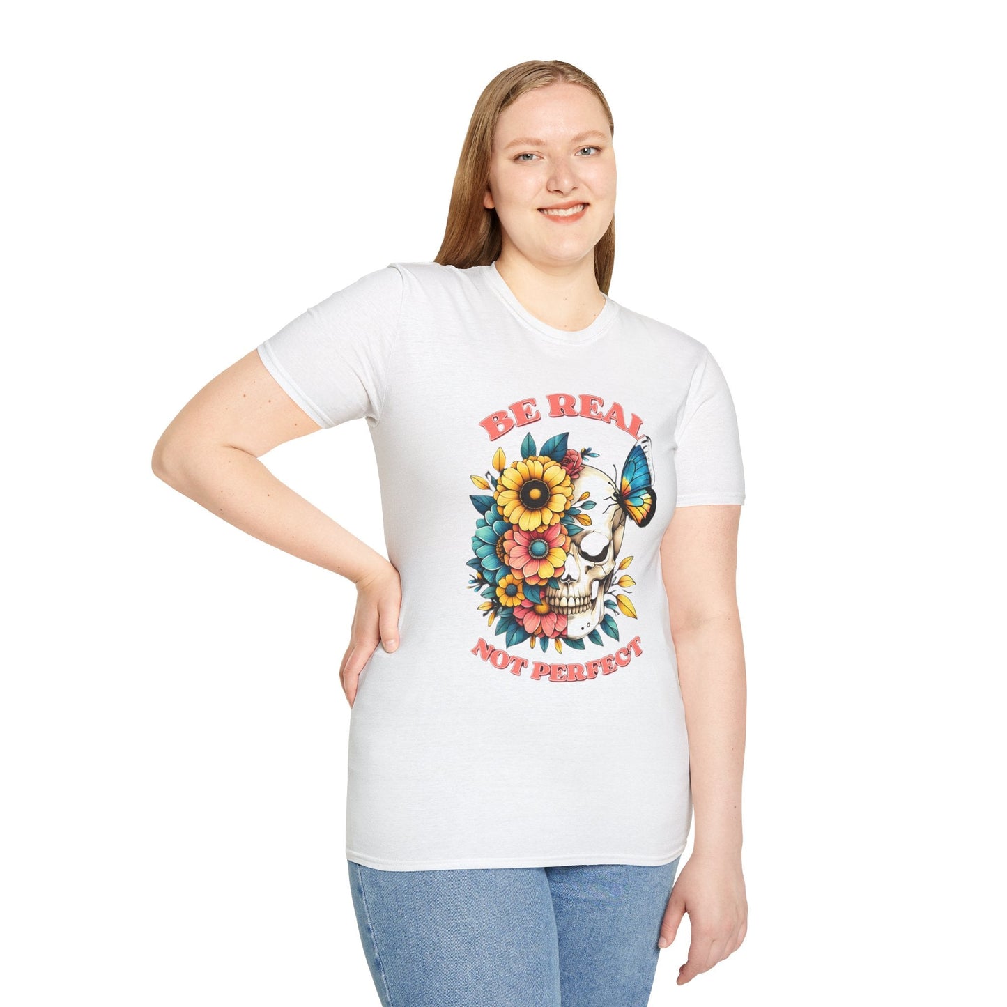 Gildan Skull Tee Shirt Unisex Skeleton Print Tee 100 Percent Ring Spun Cotton Softstyle