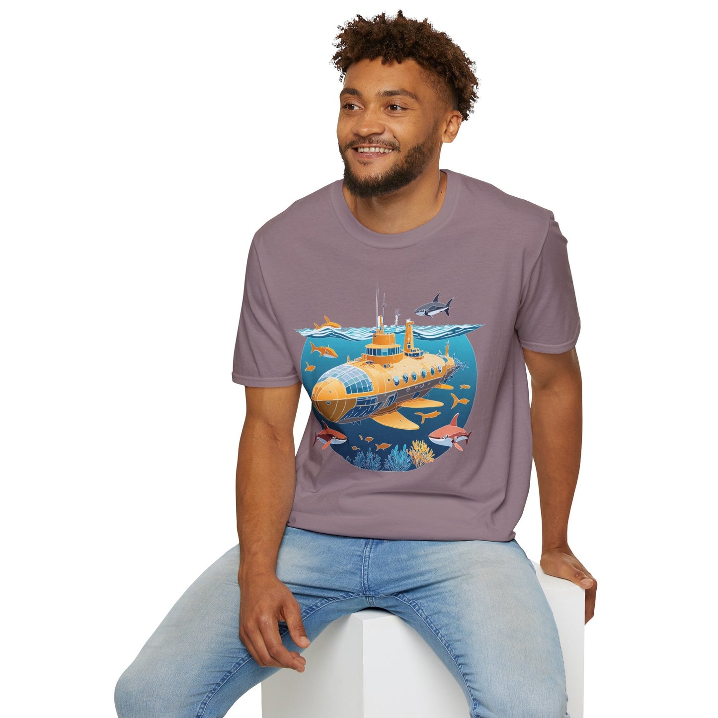 Ocean Themed Unisex Softstyle T Shirt 100 Percent Ring Spun Cotton U Boat Design Tee Everyday