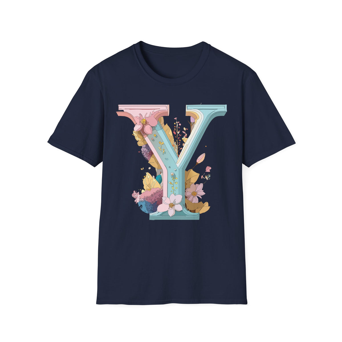 Floral Letter V T-Shirt | Pastel Monogram Tee