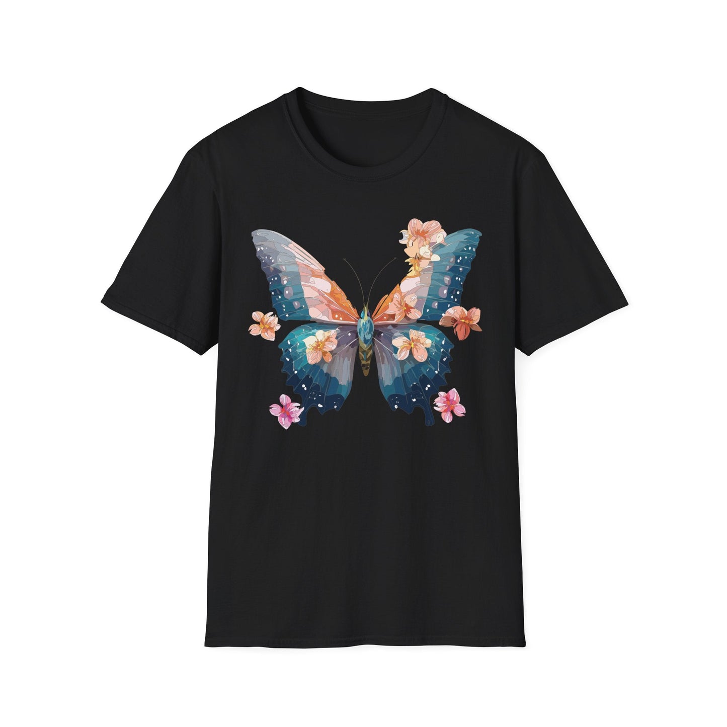 Butterfly Shirt Unisex T Shirt Monarch Print Gildan Softstyle 64000 Ring Spun Cotton Tee