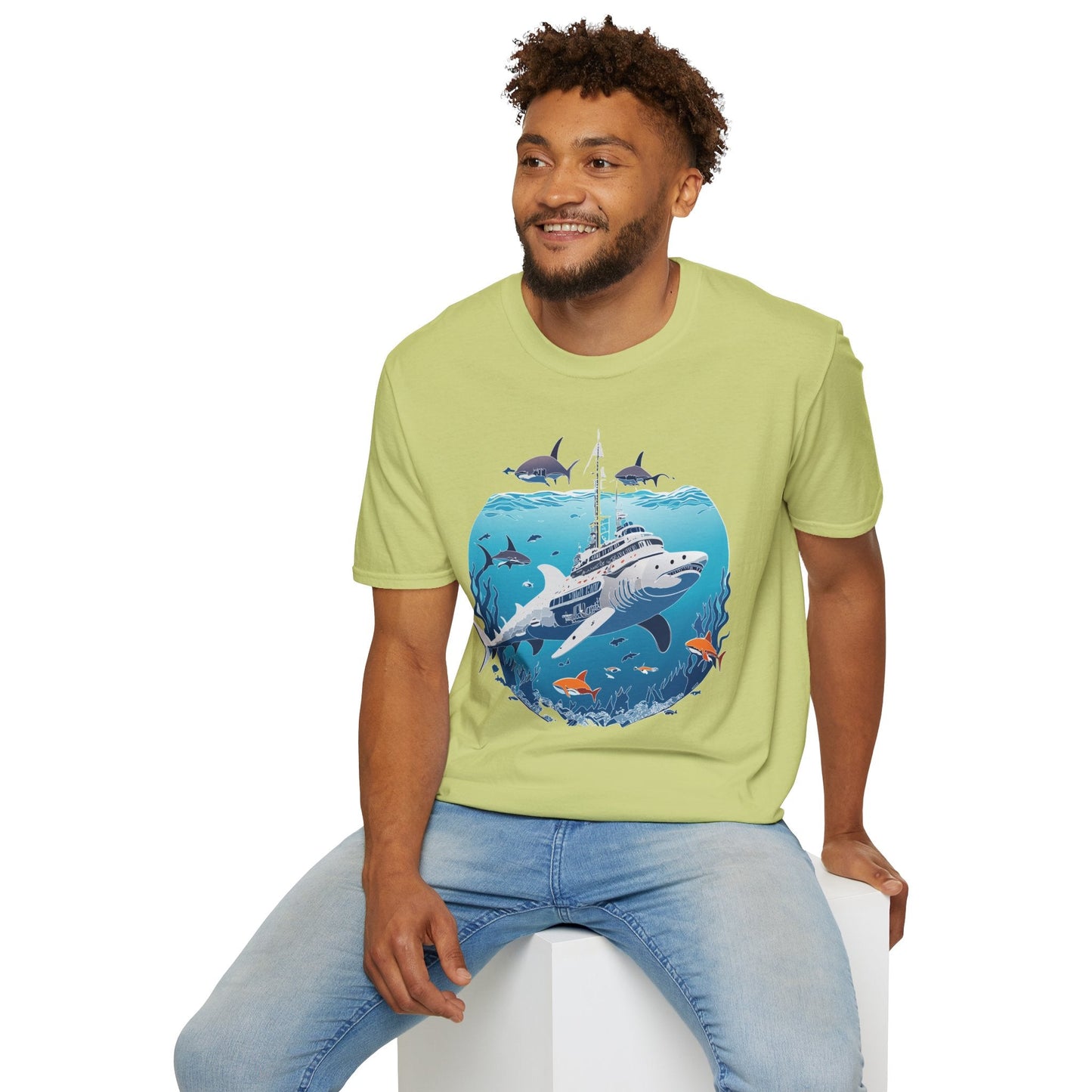Ocean Tee Shirt Unisex Softstyle 64000 Ring Spun Cotton Art Design Tee For Everyday Comfort