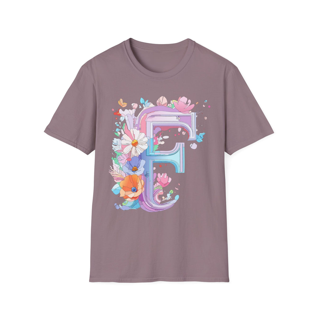 Floral Letter F T-Shirt | Watercolor Monogram Tee