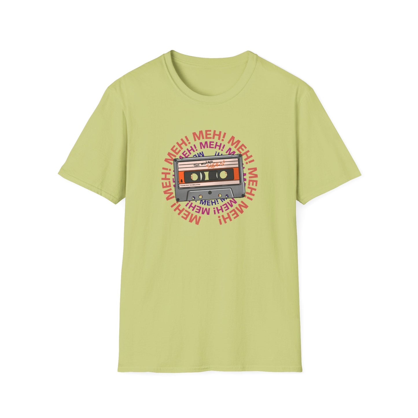 Cassette Tape Meh Graphic T-Shirt Unisex Cotton Retro Funny Music Tee