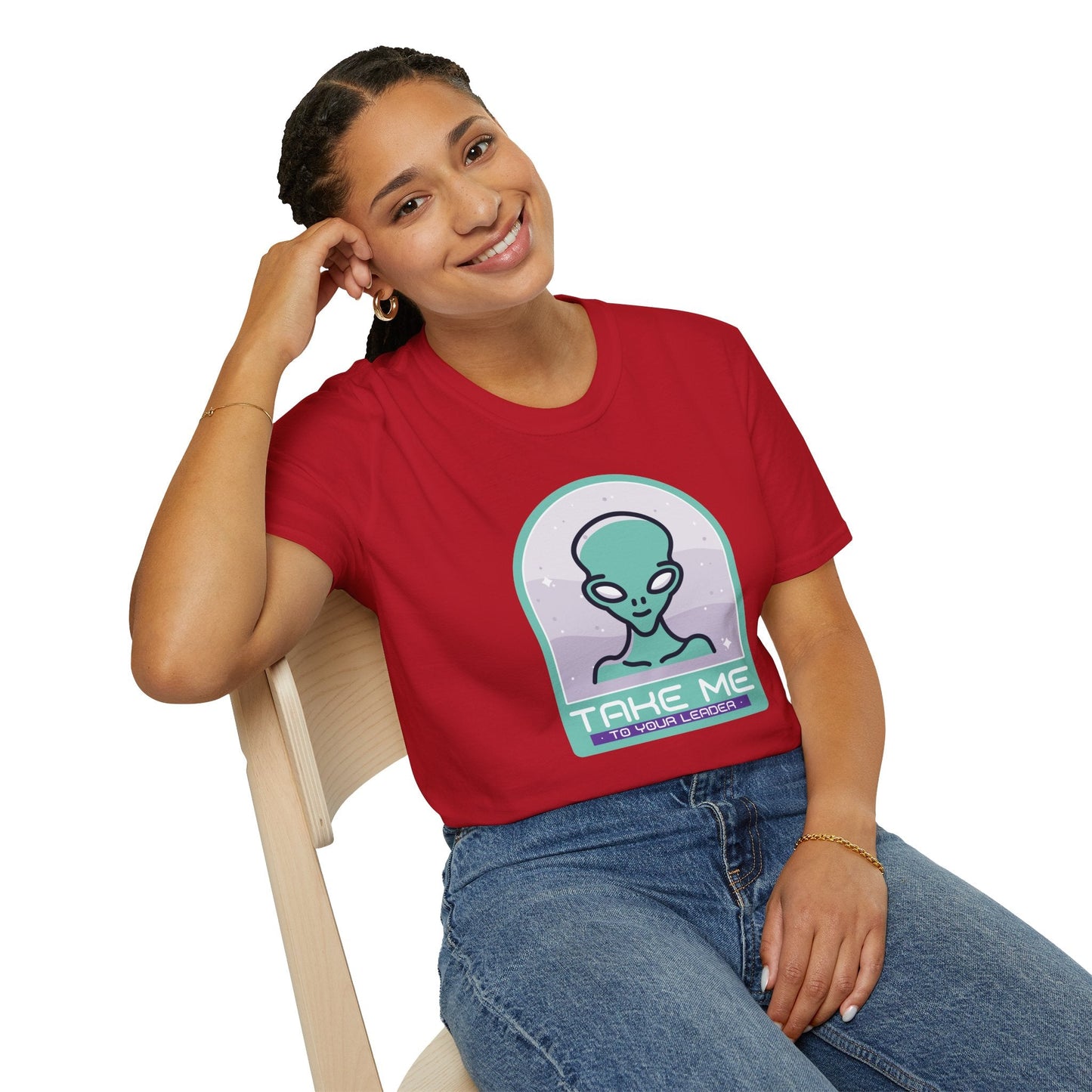 Alien Graphic TShirt  Take Me to Your Leader Retro Space Tee