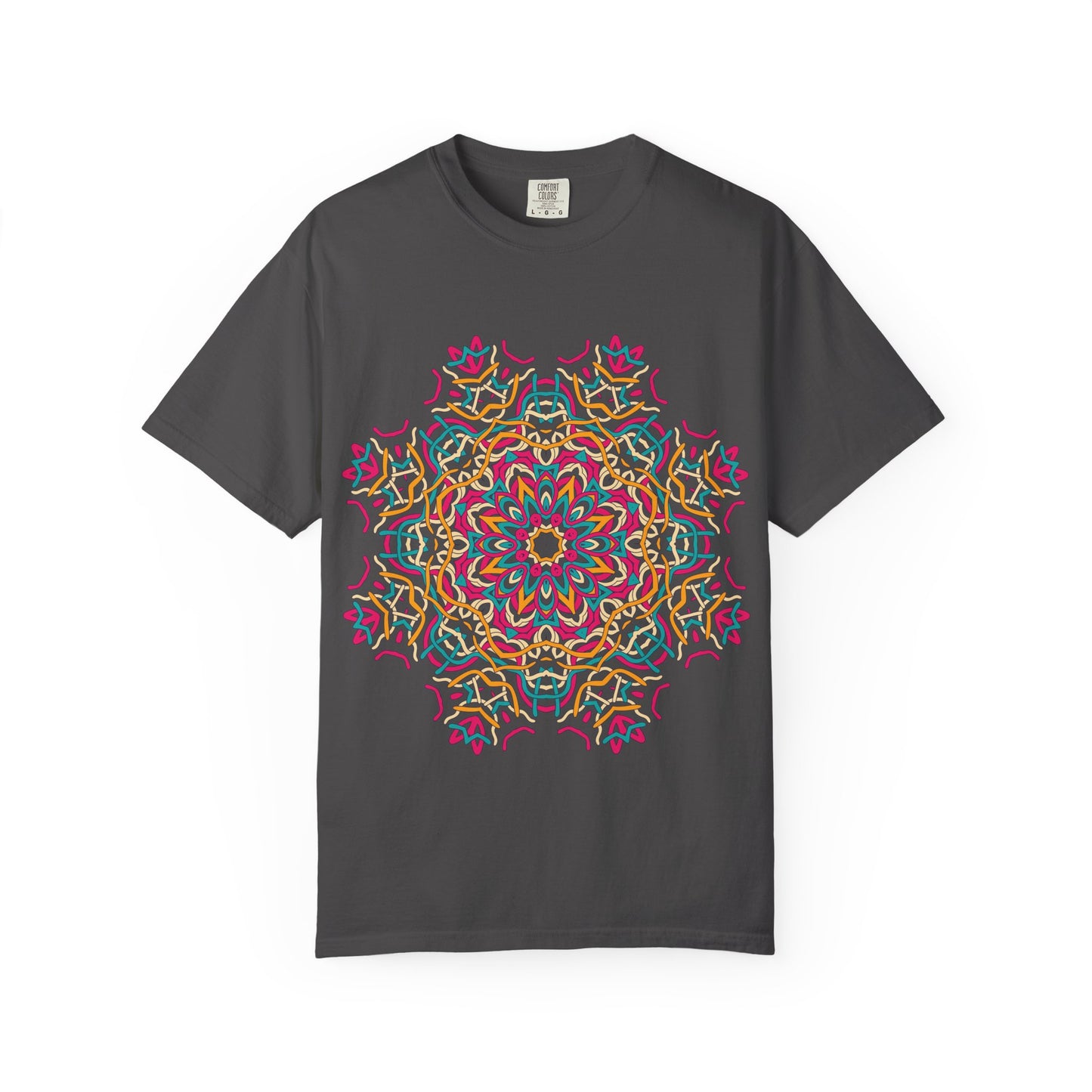 Unisex Garment Dyed Cotton T-Shirt with Mandala Graphic Design