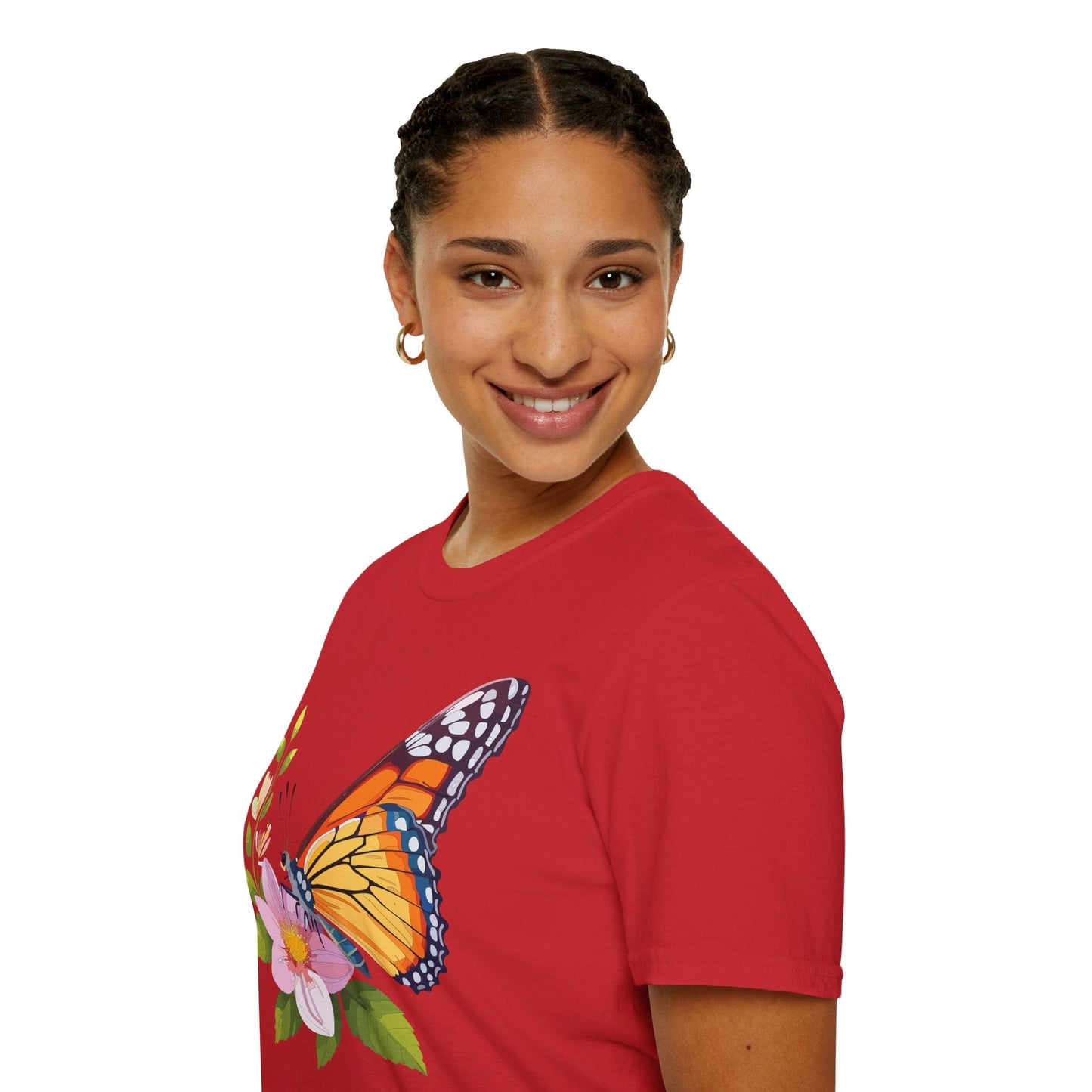 Butterfly T Shirt for Women and Men Monarch Print Softstyle Unisex Gildan 64000 Tee