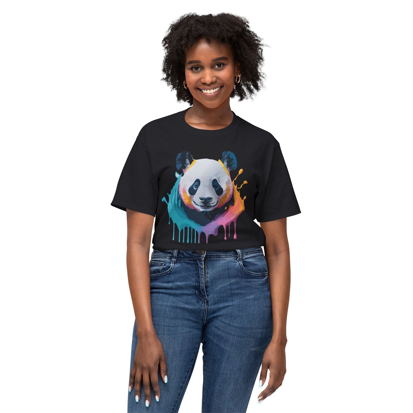 Unisex HD Cotton Panda T Shirt With Full Color Panda Art Print Made In USA Premium Fit For All Sizes
