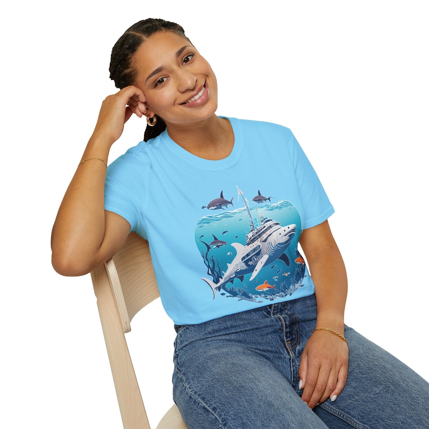 Ocean Tee Shirt Unisex Softstyle 64000 Ring Spun Cotton Art Design Tee For Everyday Comfort