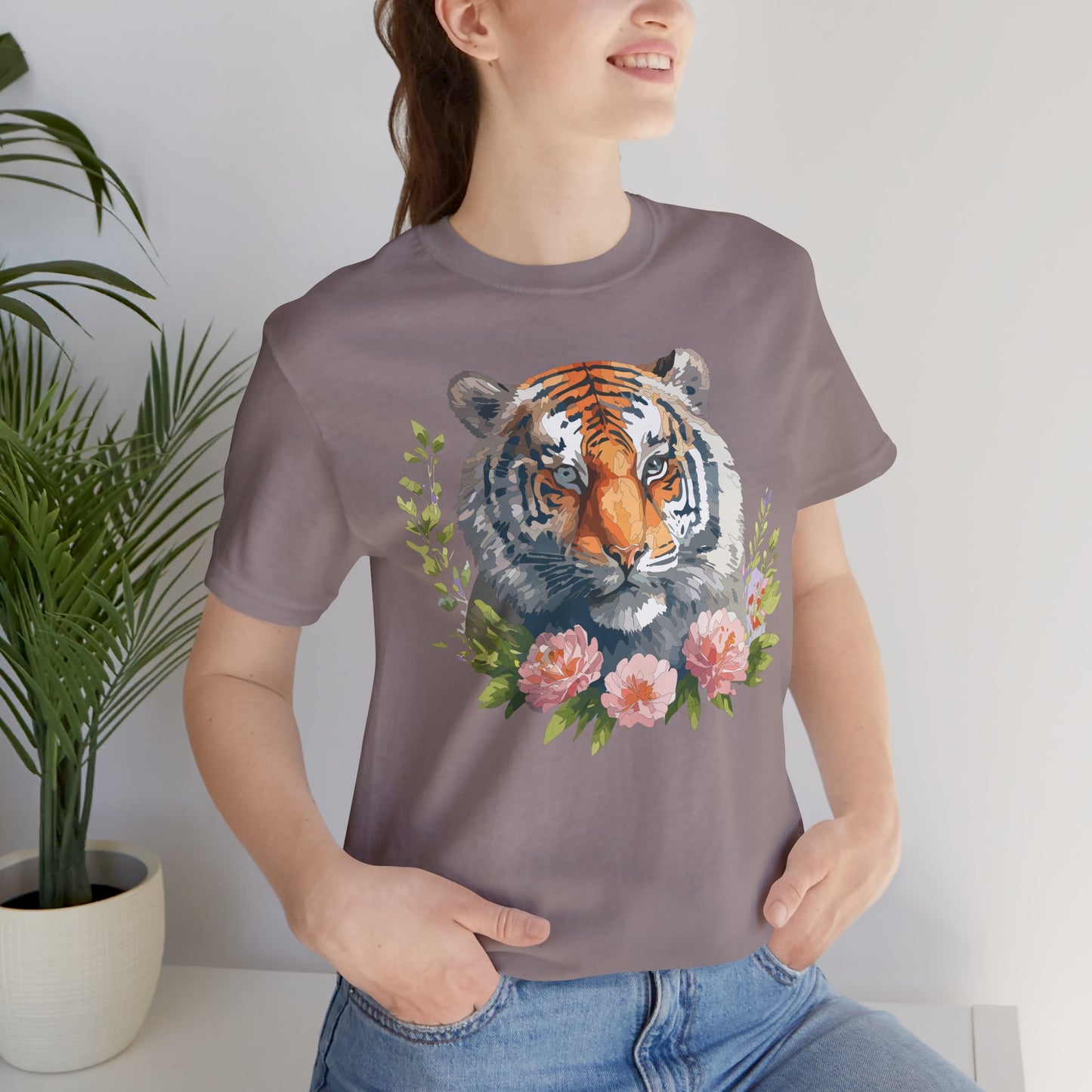 Floral Tiger Shirt, Animal Shirt, Tiger Tee, Unisex Tee, Floral T-shirt, T-Shirt with Animal