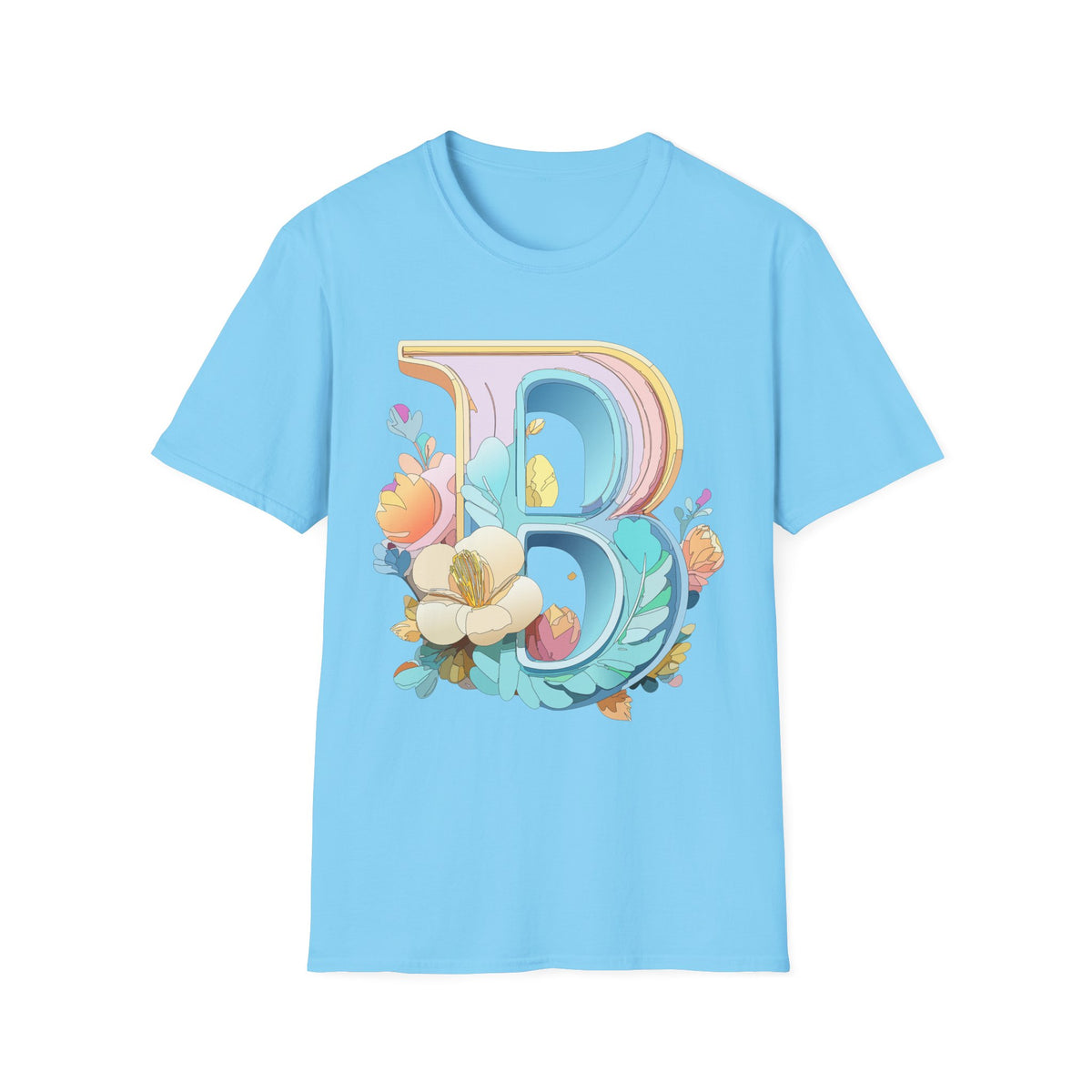 Floral Letter B T-Shirt | Botanical Monogram Tee