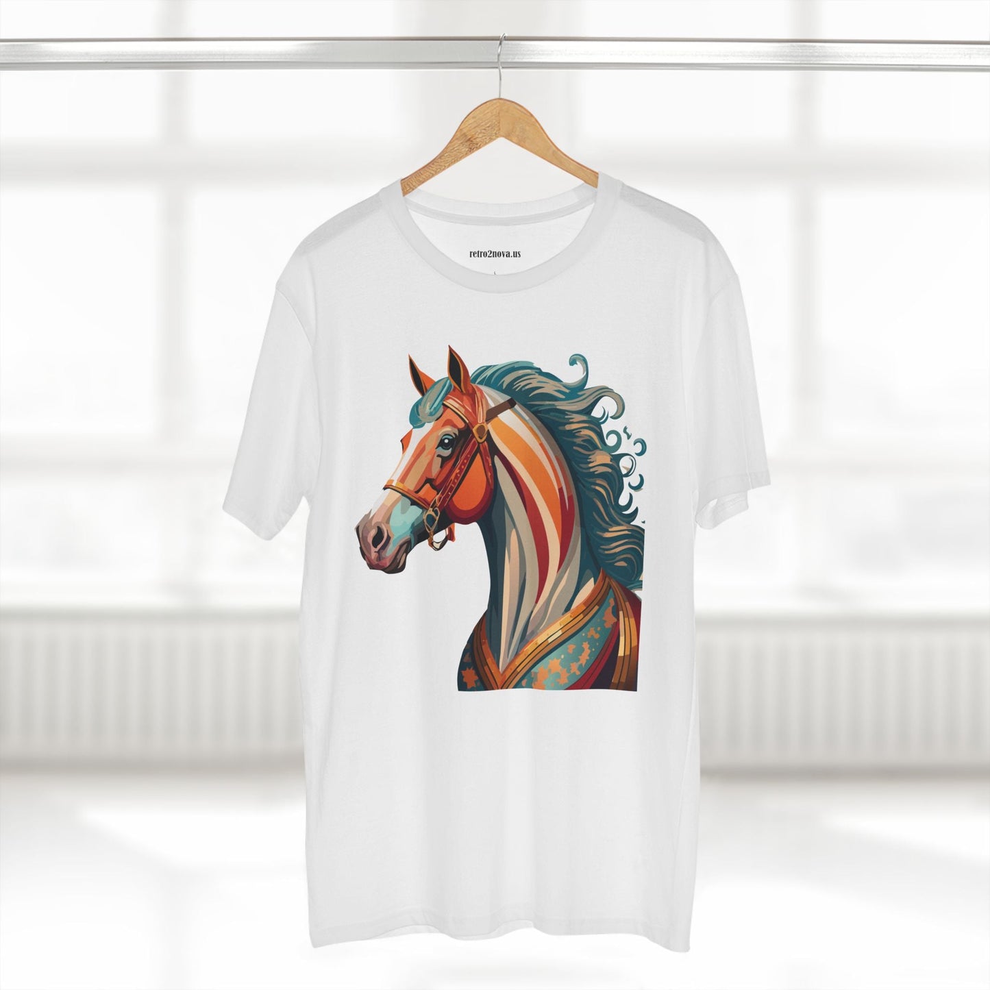 Horse Animal Shirt Unisex Premium Cotton Tee With Original Art Design From Retro2Nova Soft Breathable Art Collection