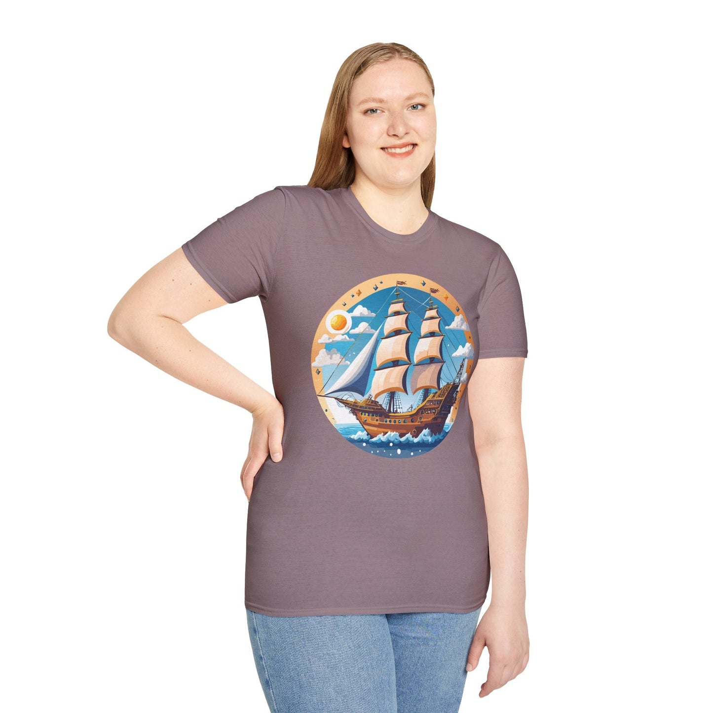 Unisex Nautical Frigate Ship T Shirt Vessel Tee Gildan Softstyle 64000 100 Percent Ring Spun Cotton