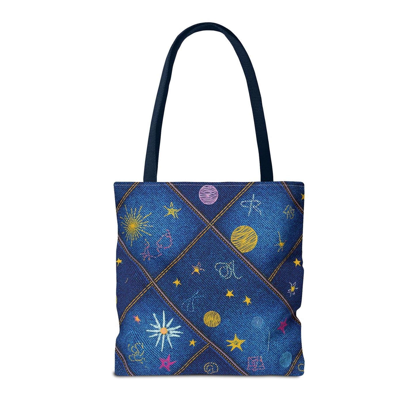 Denim Fabric Imitation Print Unisex Canvas Bag Poly Spun 3 Sizes Tote Bag 183-3