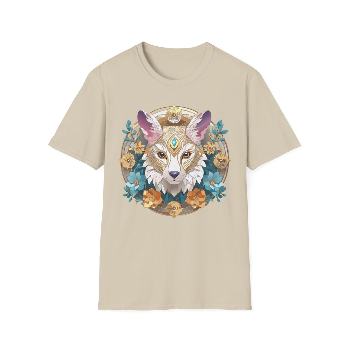 Mystic Fox Mandala T-Shirt | Floral Fox Portrait, Boho Animal Tee