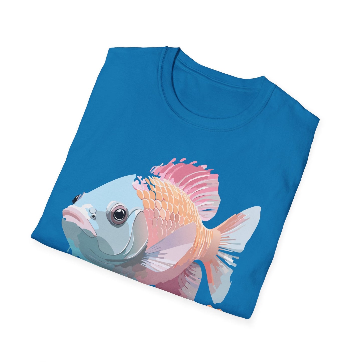 Fish Art Design Shirt Unisex Graphic Tee 100 Percent Ring Spun Cotton Softstyle Gildan 64000