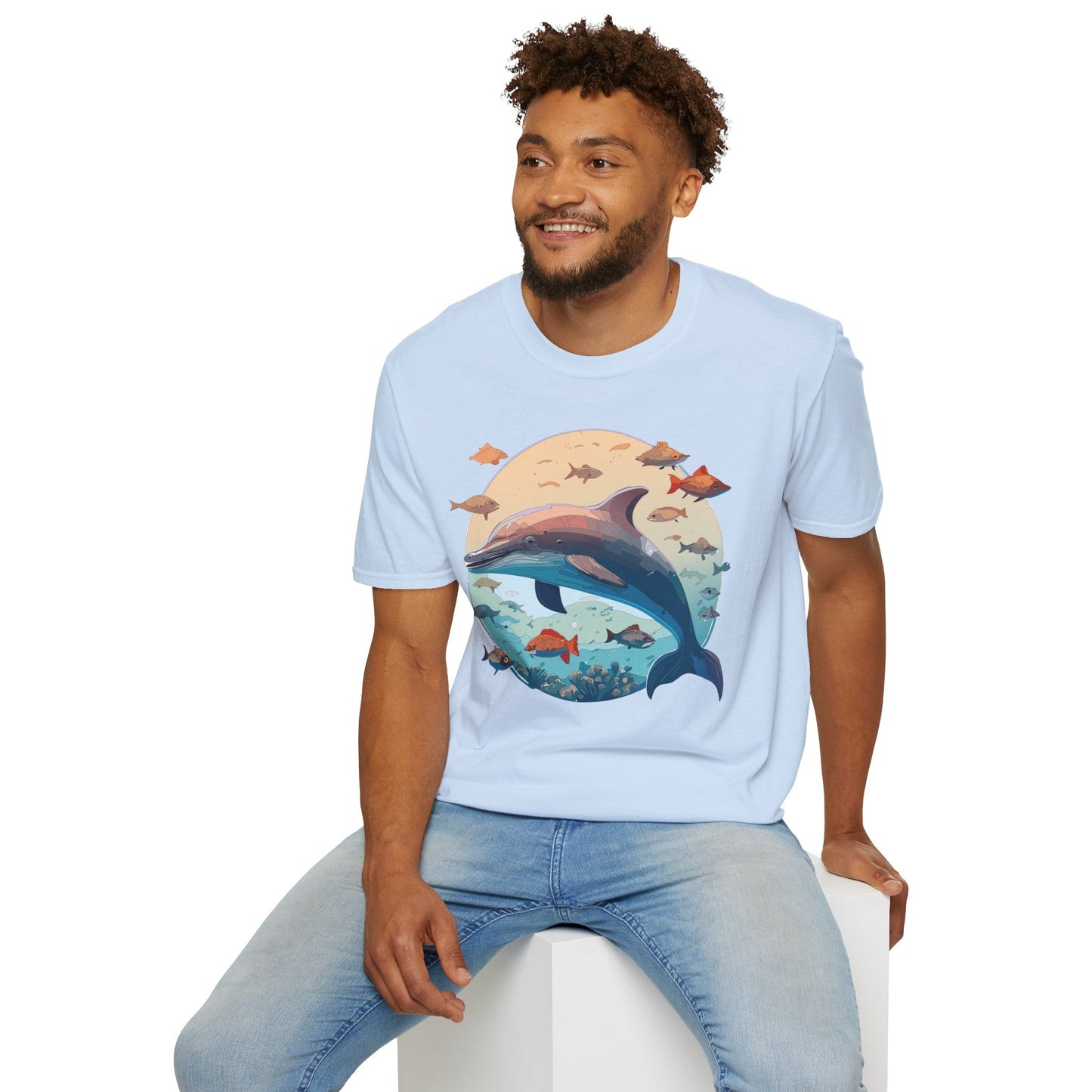 Dolphin Shirt Unisex Softstyle T Shirt 64000 100 Percent Ring Spun Cotton Tee For Everyday Comfort