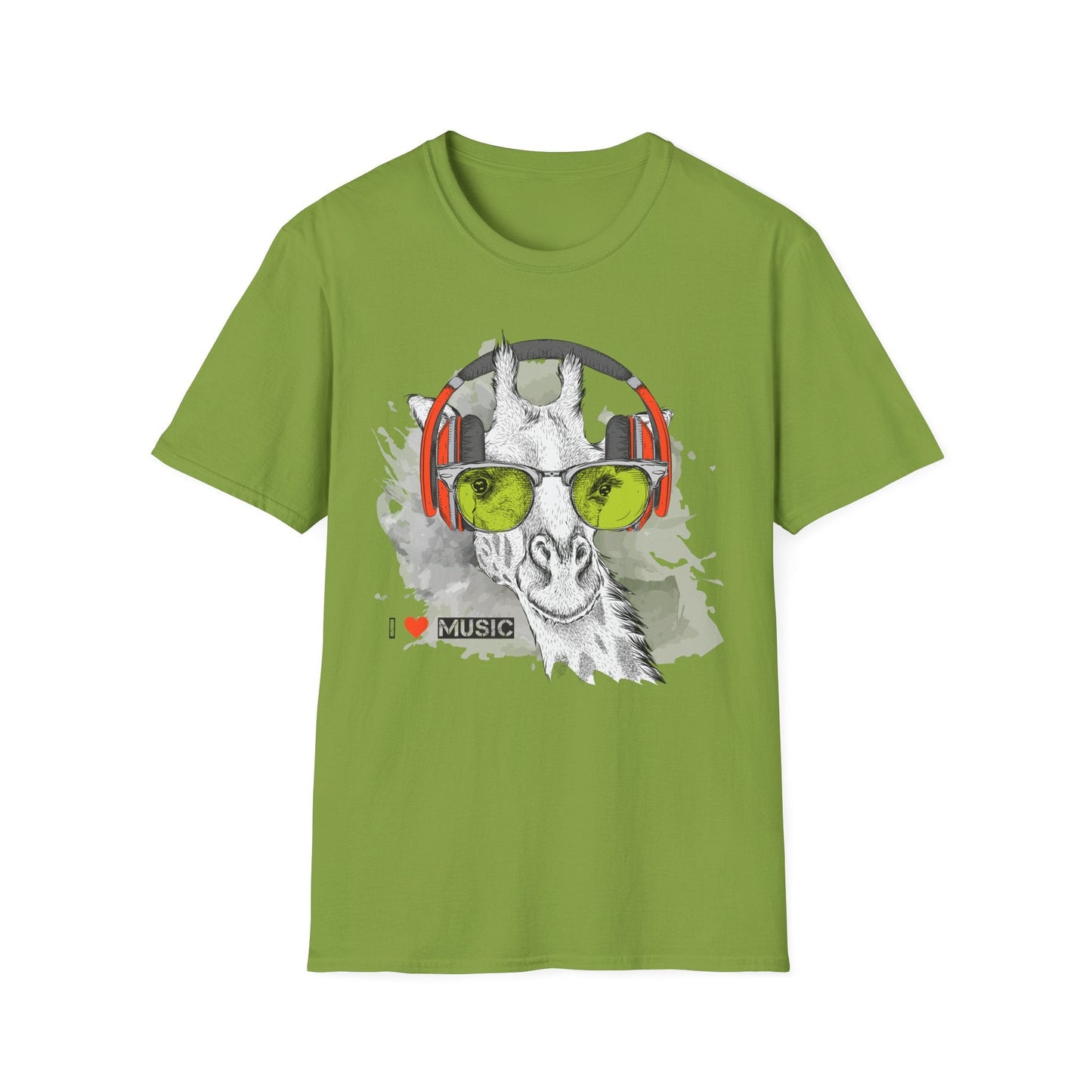I Love Music Animals Shirt With Headphones Unisex Gildan Softstyle 100 Percent Ring Spun Cotton Tee