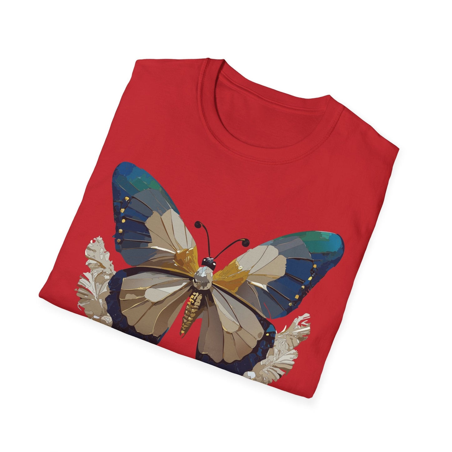 Butterfly Themed Unisex T Shirt With Monarch Design Gildan Softstyle 64000 Premium Ring Spun Cotton
