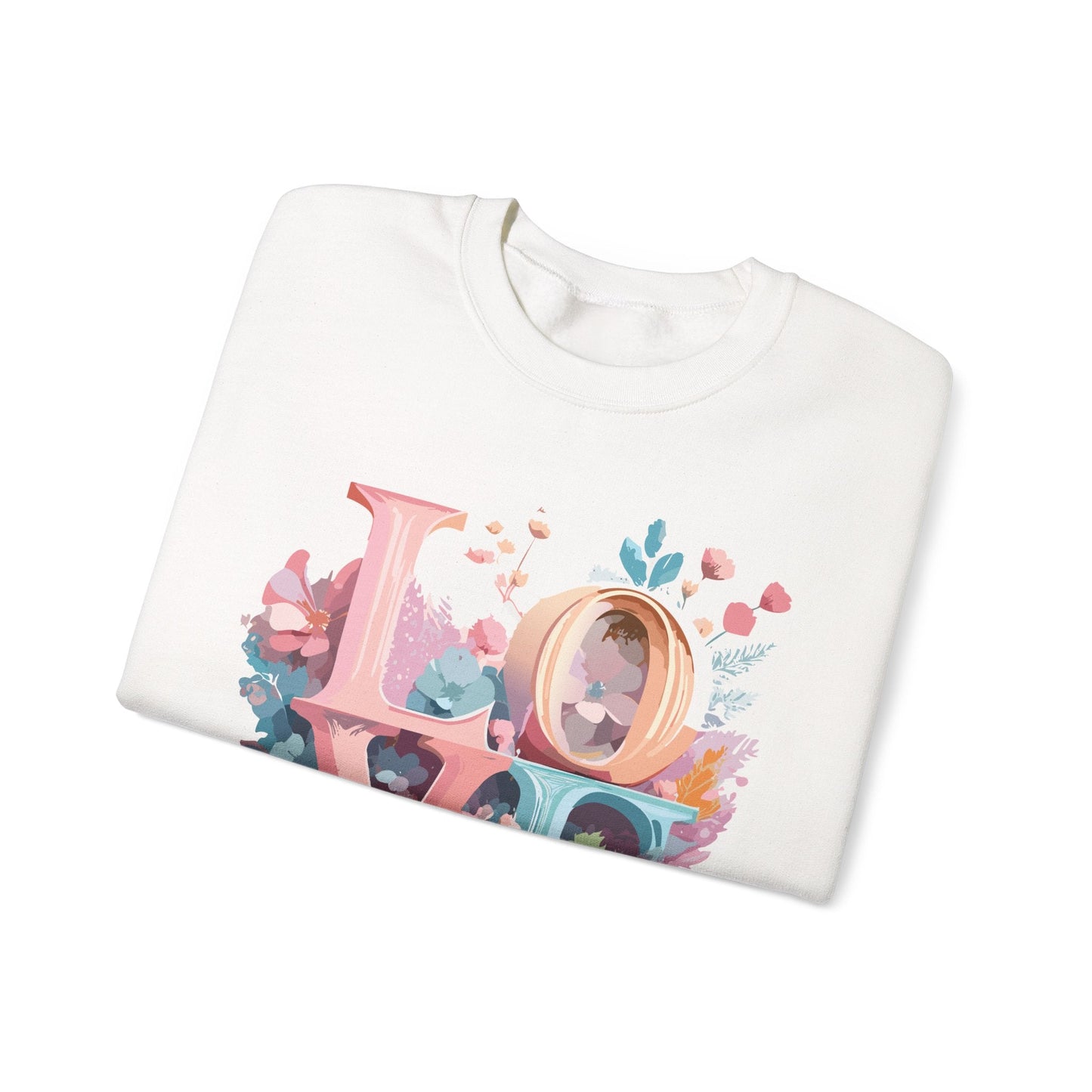 Floral Love Sweatshirt For Valentines Day Unisex Crewneck Fifty Fifty Cotton Polyester