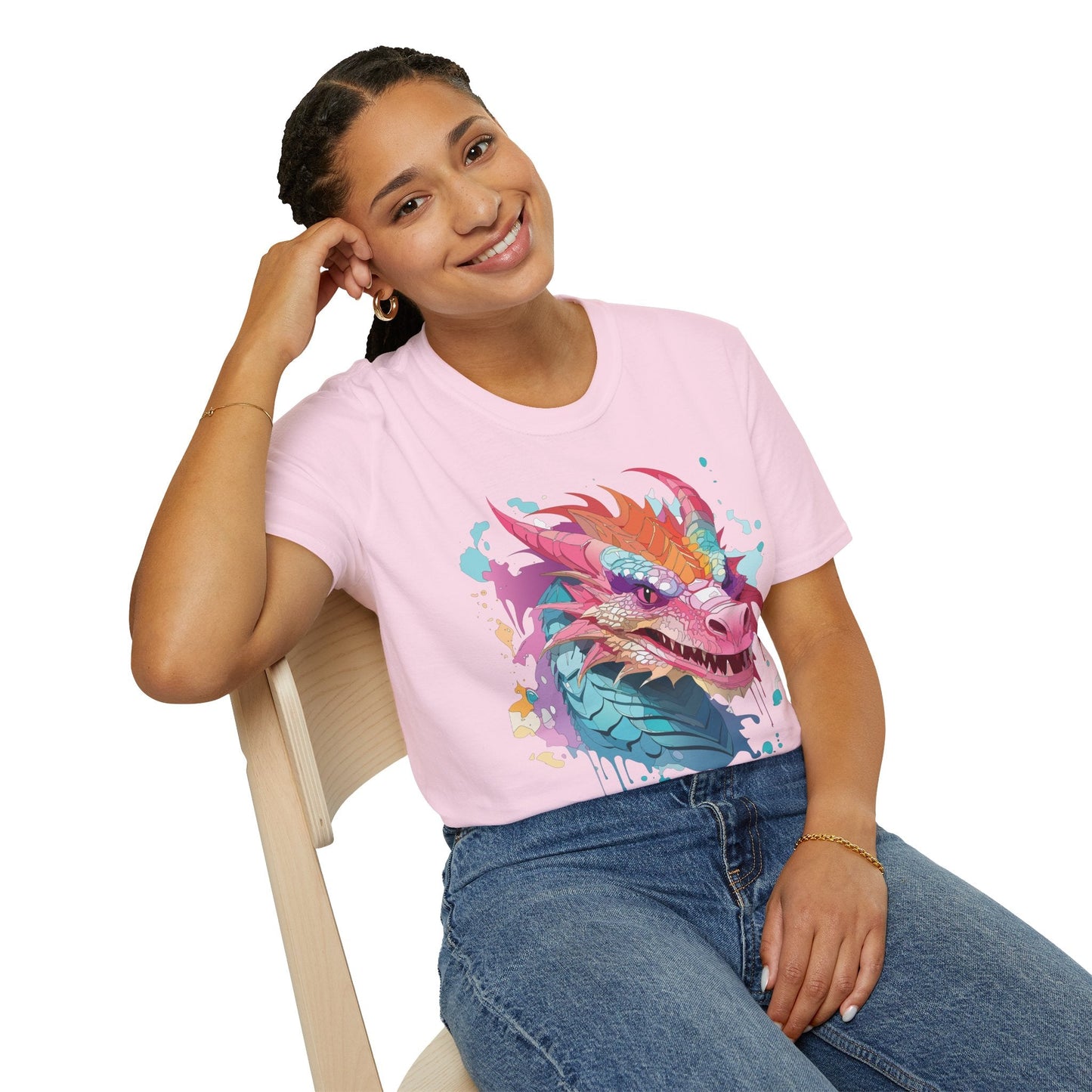 Dragon Graphic Unisex Cotton Softstyle Art Design Tee With Animals 27