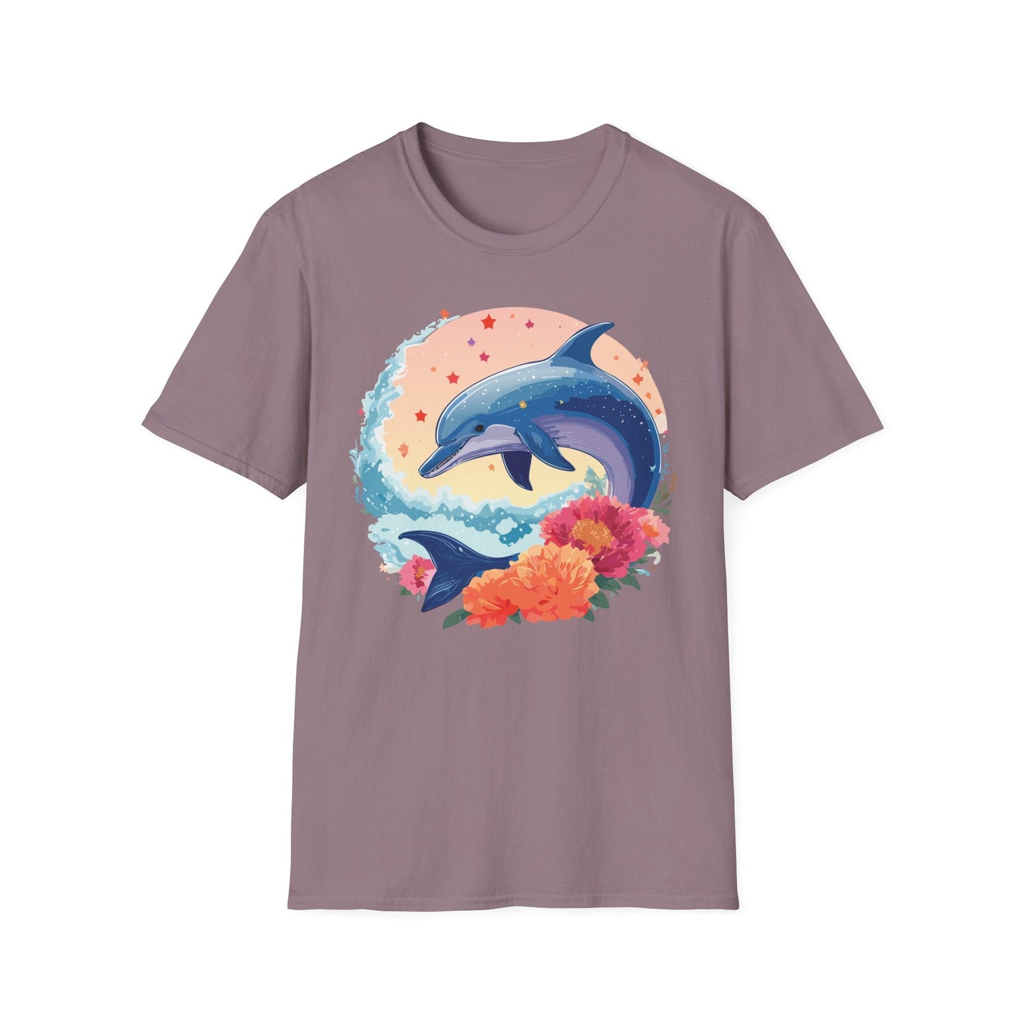 Dolphin Shirts Unisex Tee 100 Percent Ring Spun Cotton Gildan Softstyle 64000 For Everyday Comfort