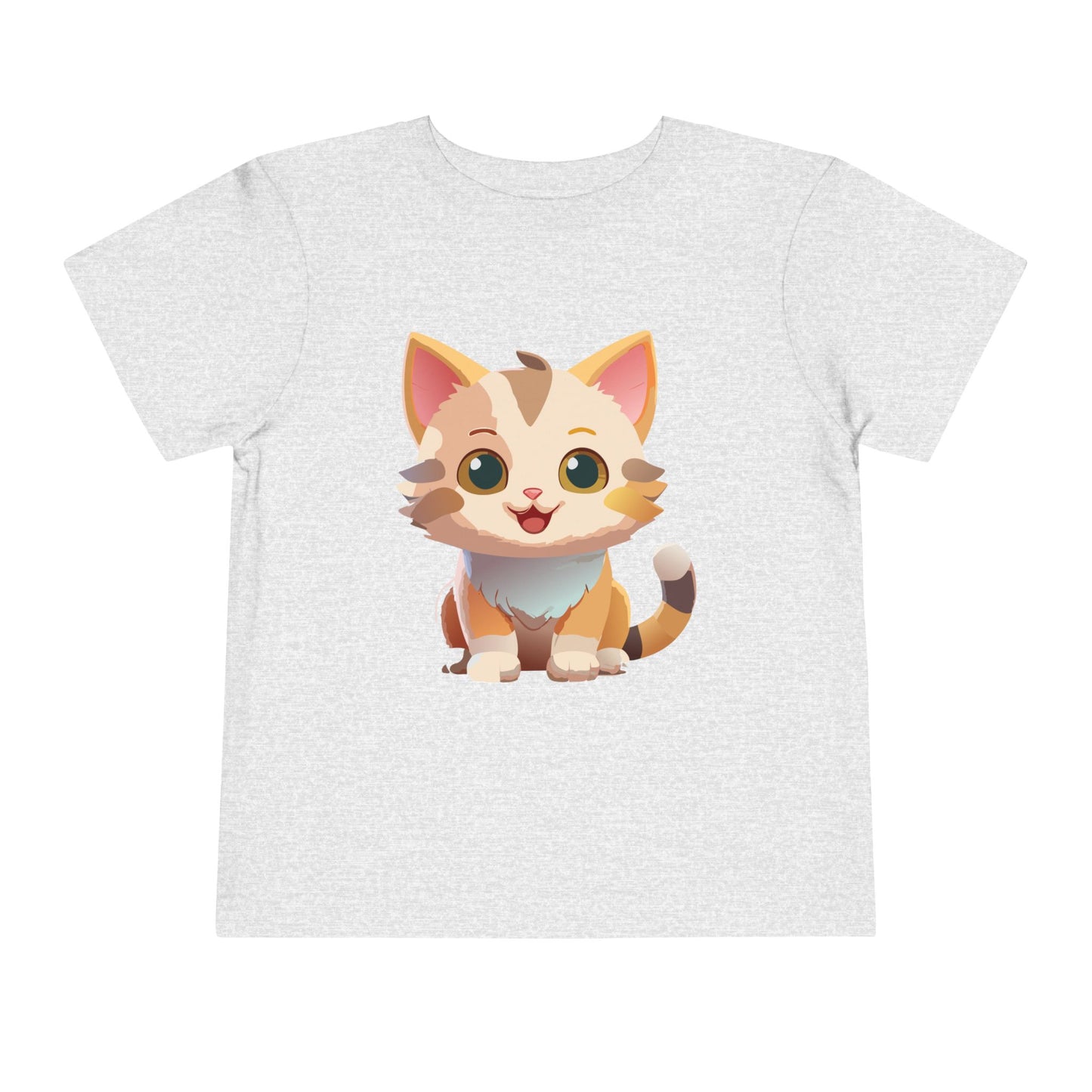 Cute Cat Toddler Short Sleeve Tee - Adorable Kitty Graphic Tee for Kids (2T-5T)